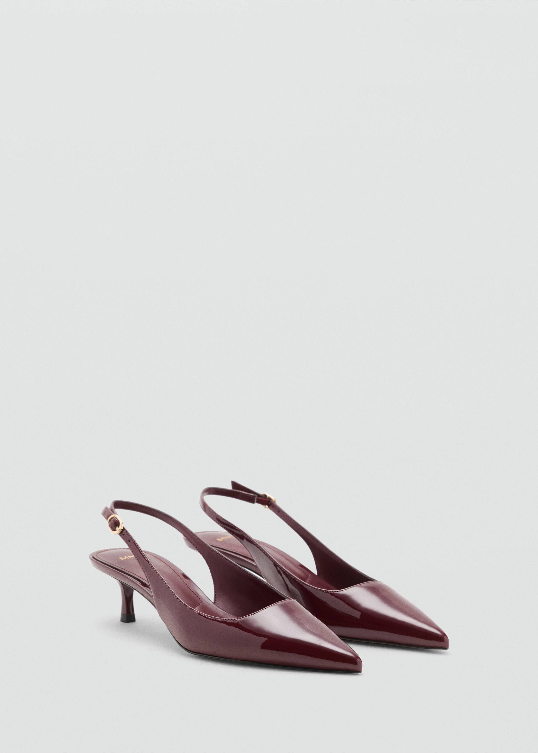 Kitten-heel patent leather shoes - Medium plane, Burgundy. Ref: 17054112-00.