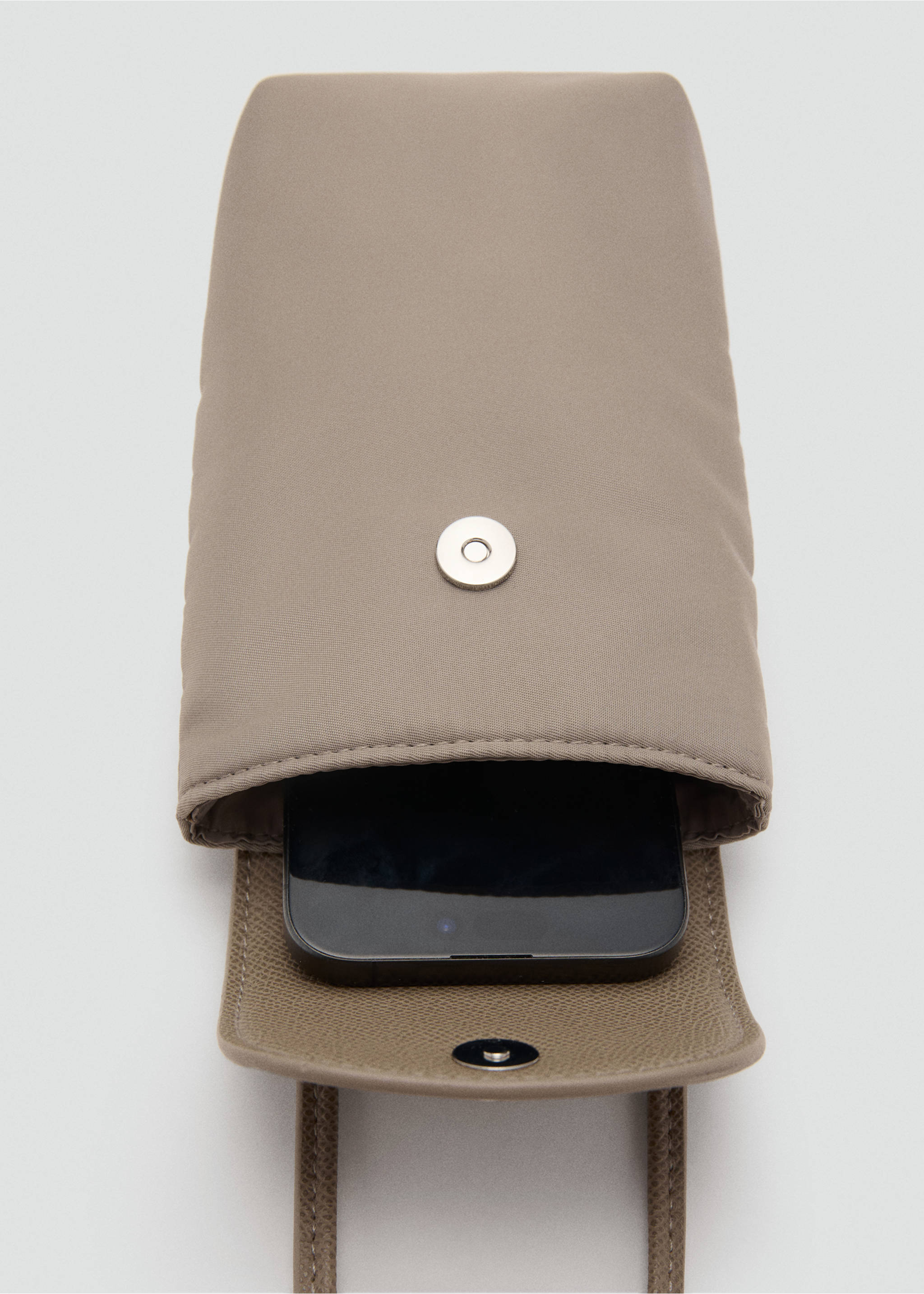 Combined nylon mobile phone case - Details of the article 1, Light/Pastel Brown. Ref: 17054123-00.