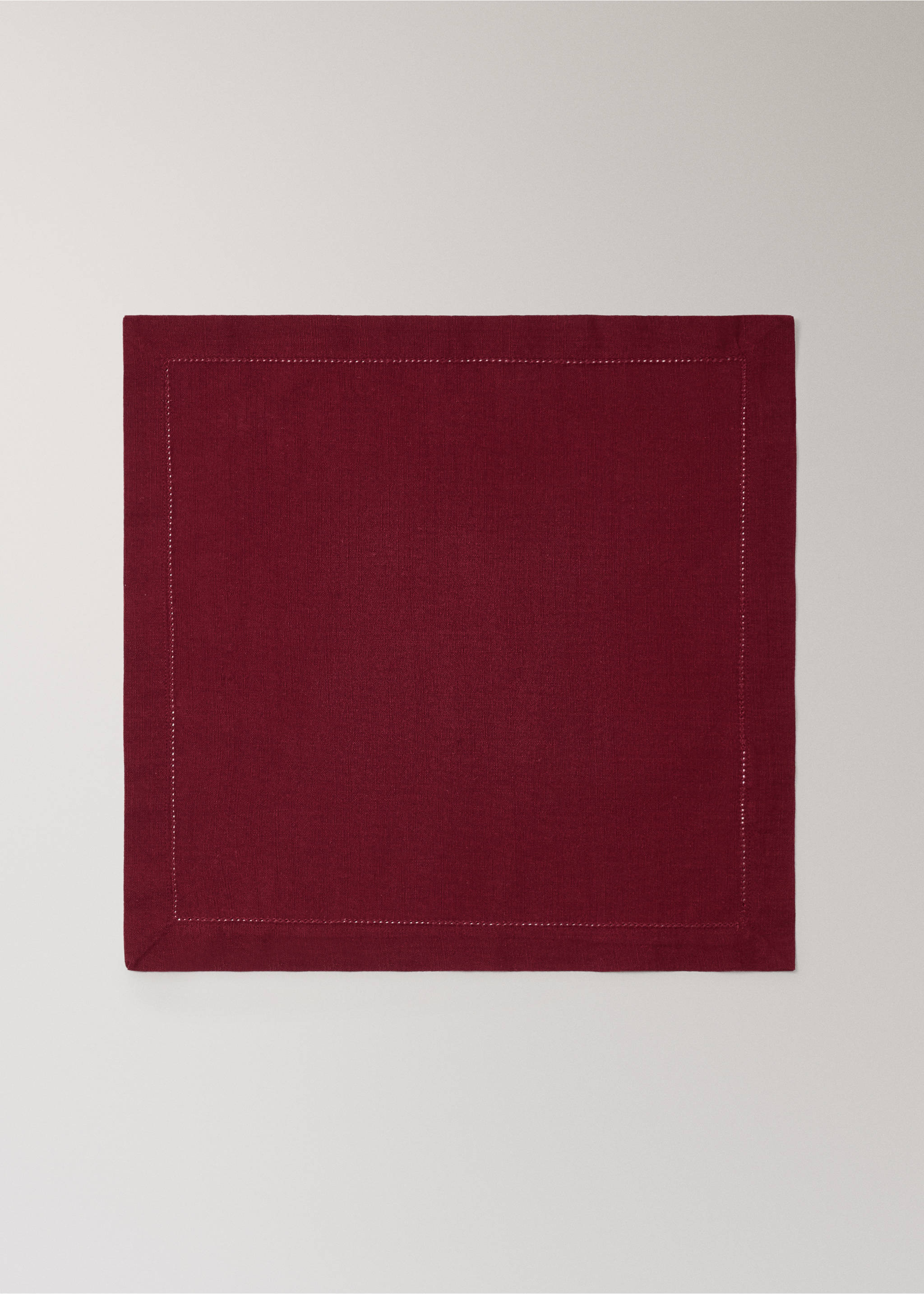 Cotton napkin with hemstitch - Article without model, Red. Ref: 17054129-00.