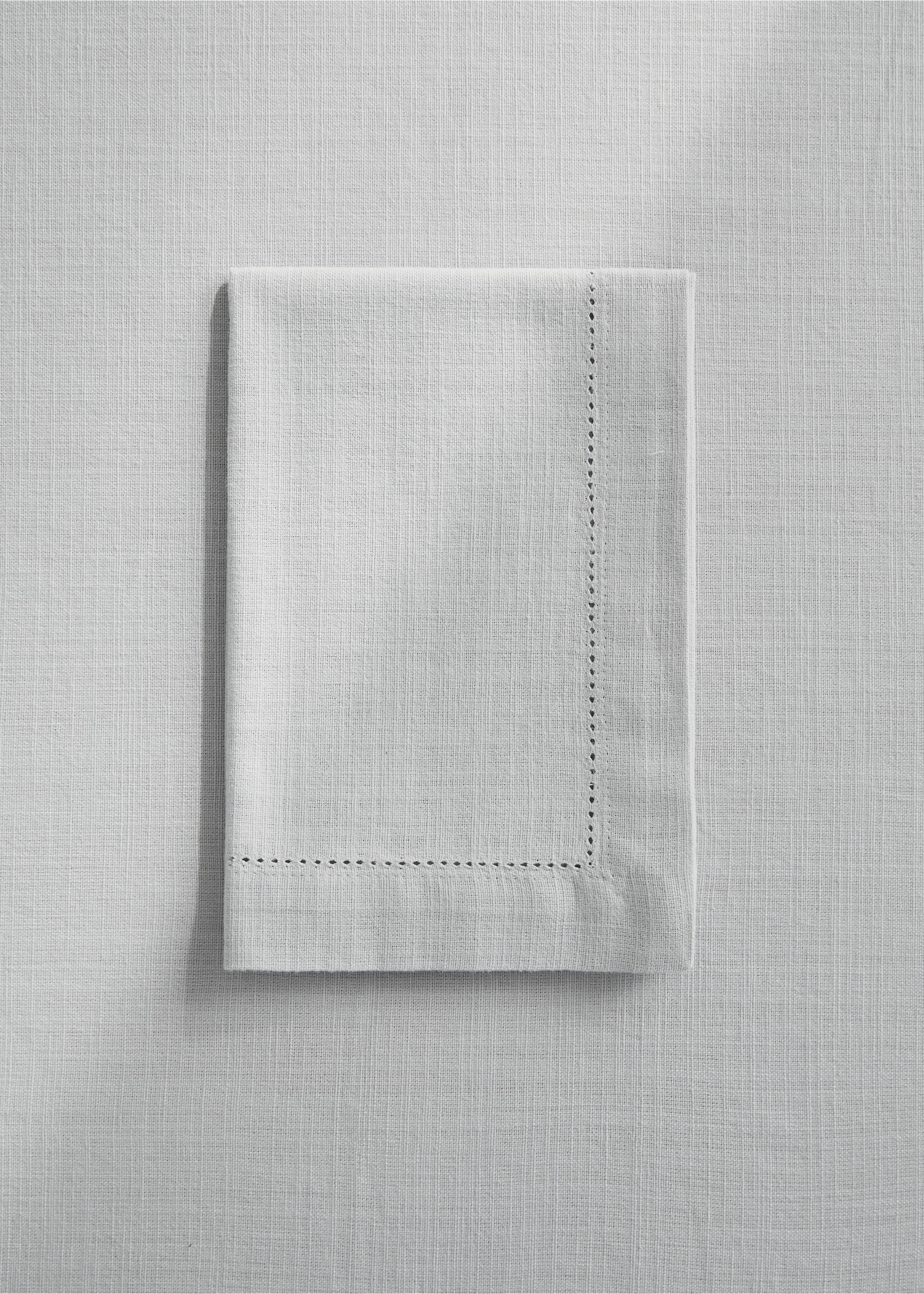 Cotton napkin with hemstitch - General plane, Grey. Ref: 17054129-00.