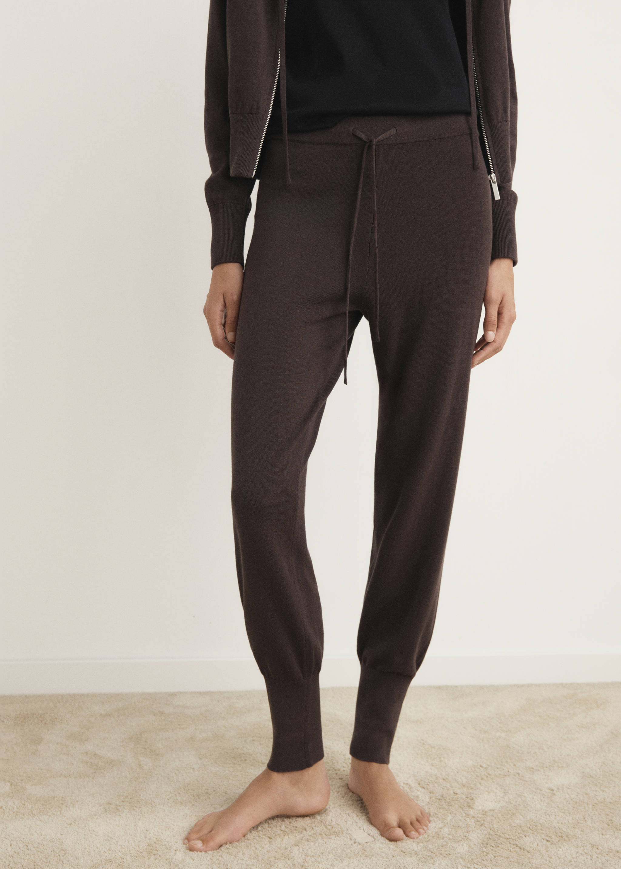 Cotton knitted turn-up trousers - Medium plane