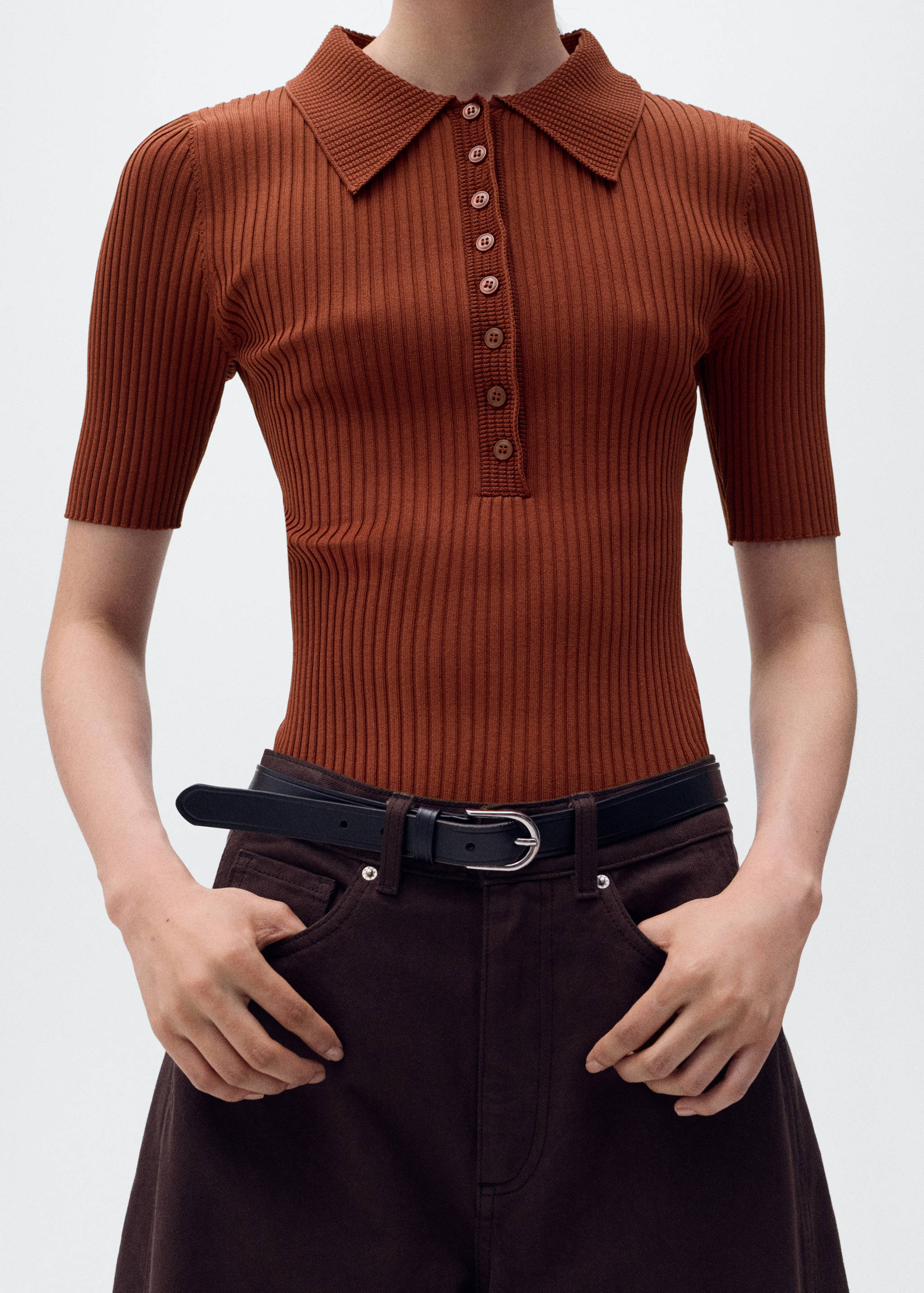 Jersey canalé cuello polo - Detalle del artículo 1