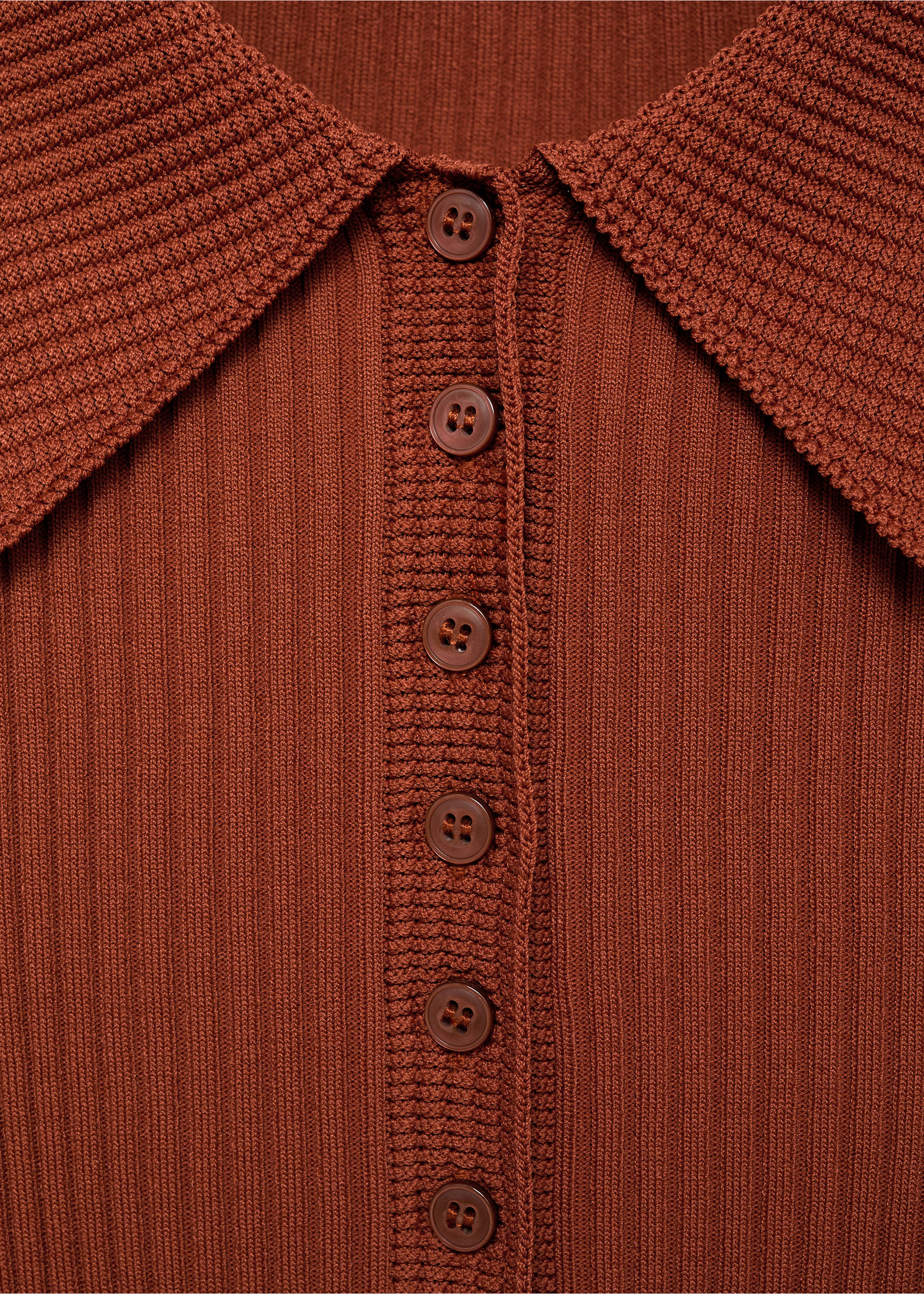 Jersey canalé cuello polo - Detalle del artículo 8, Rojo anaranjado. Ref: 17054138-00.