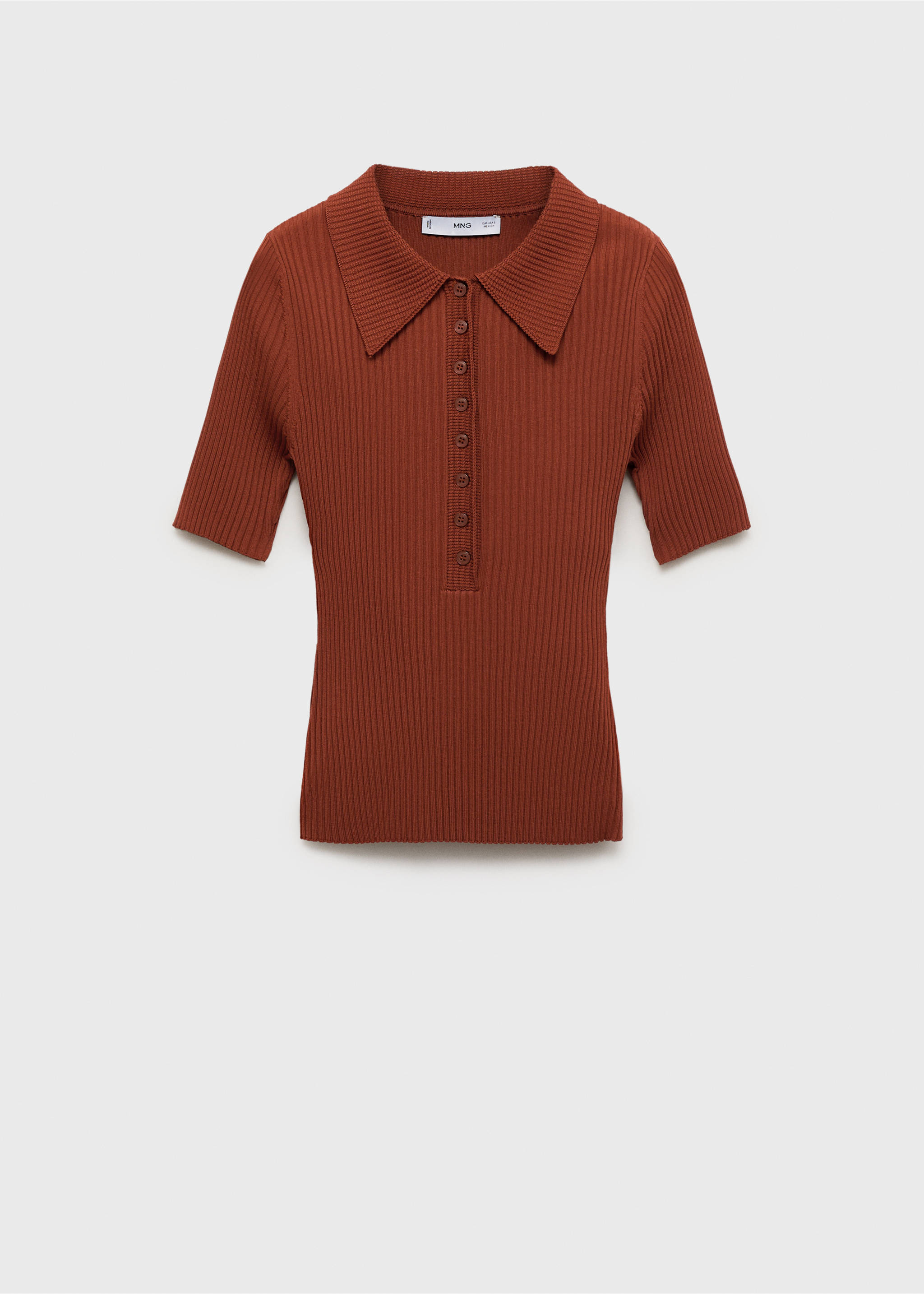 Jersey canalé cuello polo - Artículo sin modelo, Rojo anaranjado. Ref: 17054138-00.