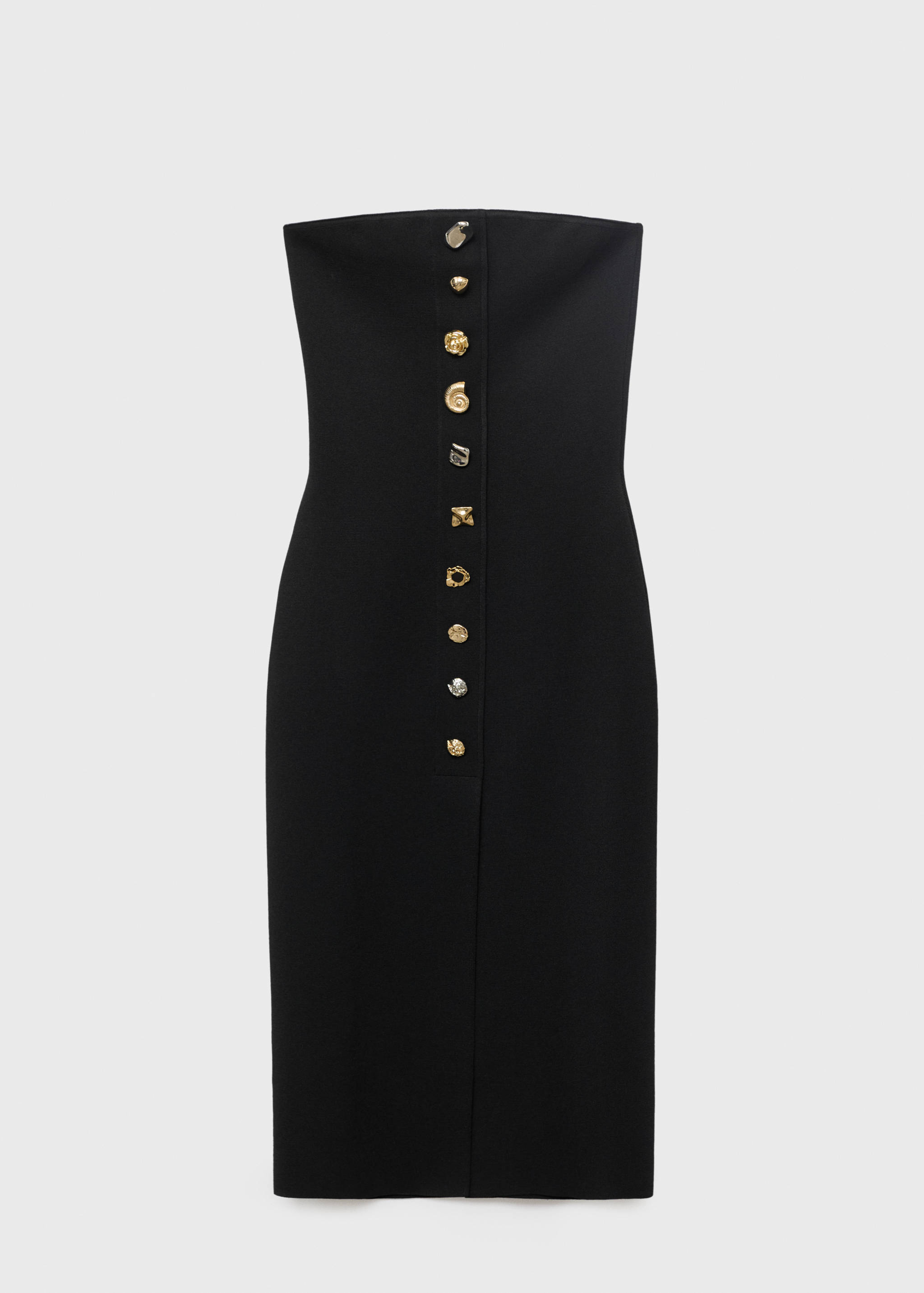 Trägerloses Kleid mit Juwelenknöpfen - Artikel ohne Model