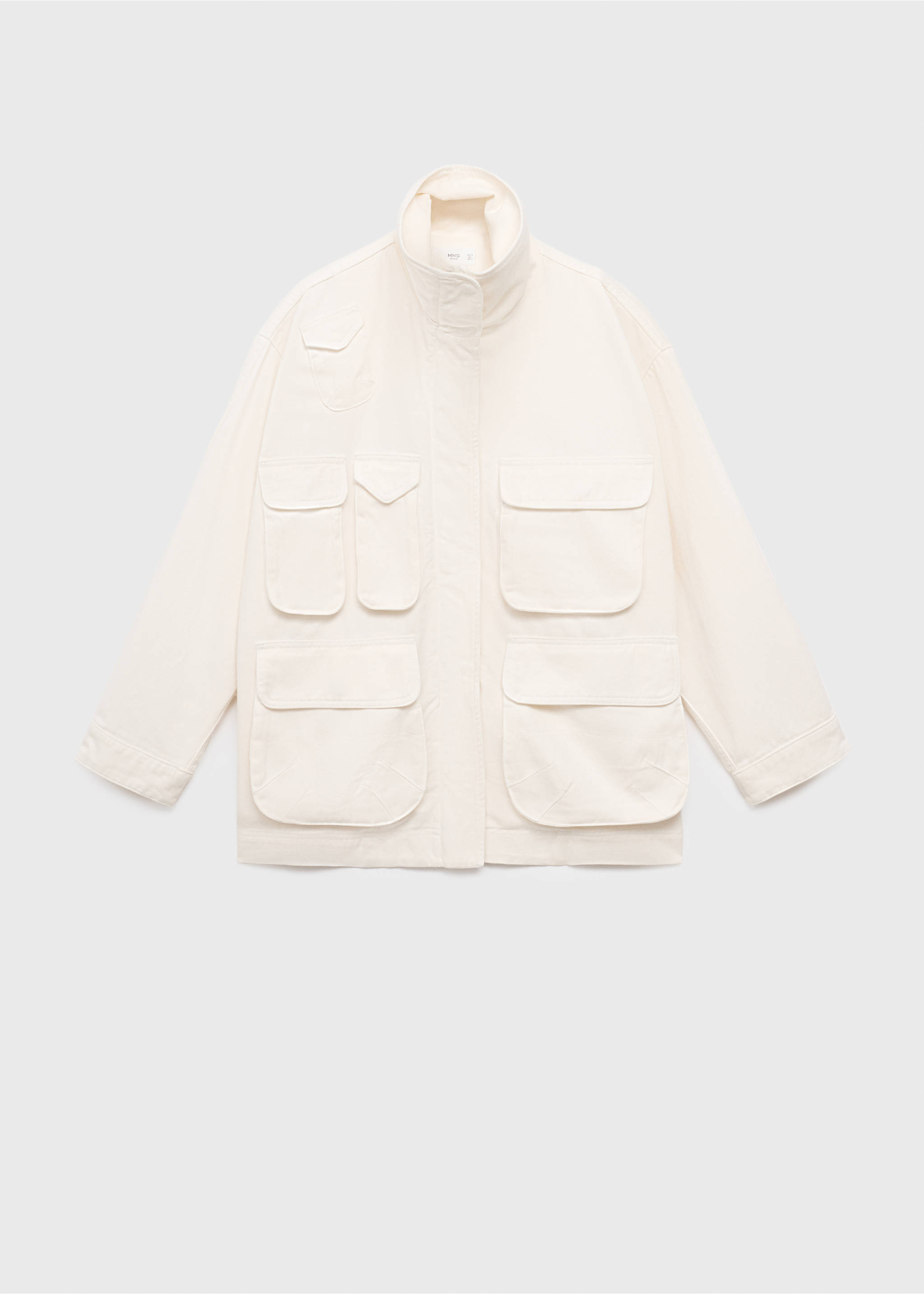 Parka jean oversize avec poches - Article sans modèle, Blanc cassé. Ref: 17054142-00.
