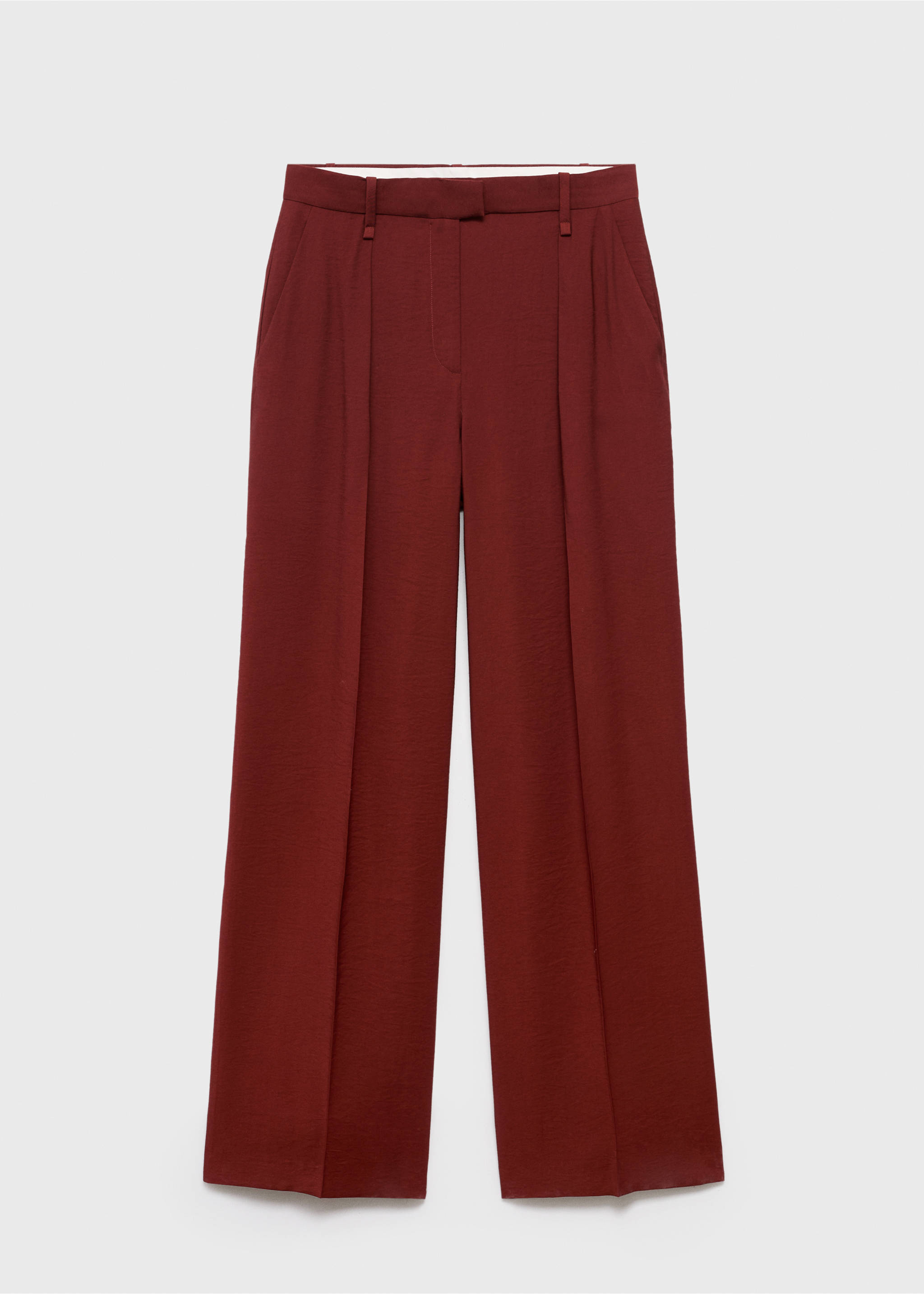 Pantalon droit pinces - Article sans modèle, Rouge moyen. Ref: 17054143-00.