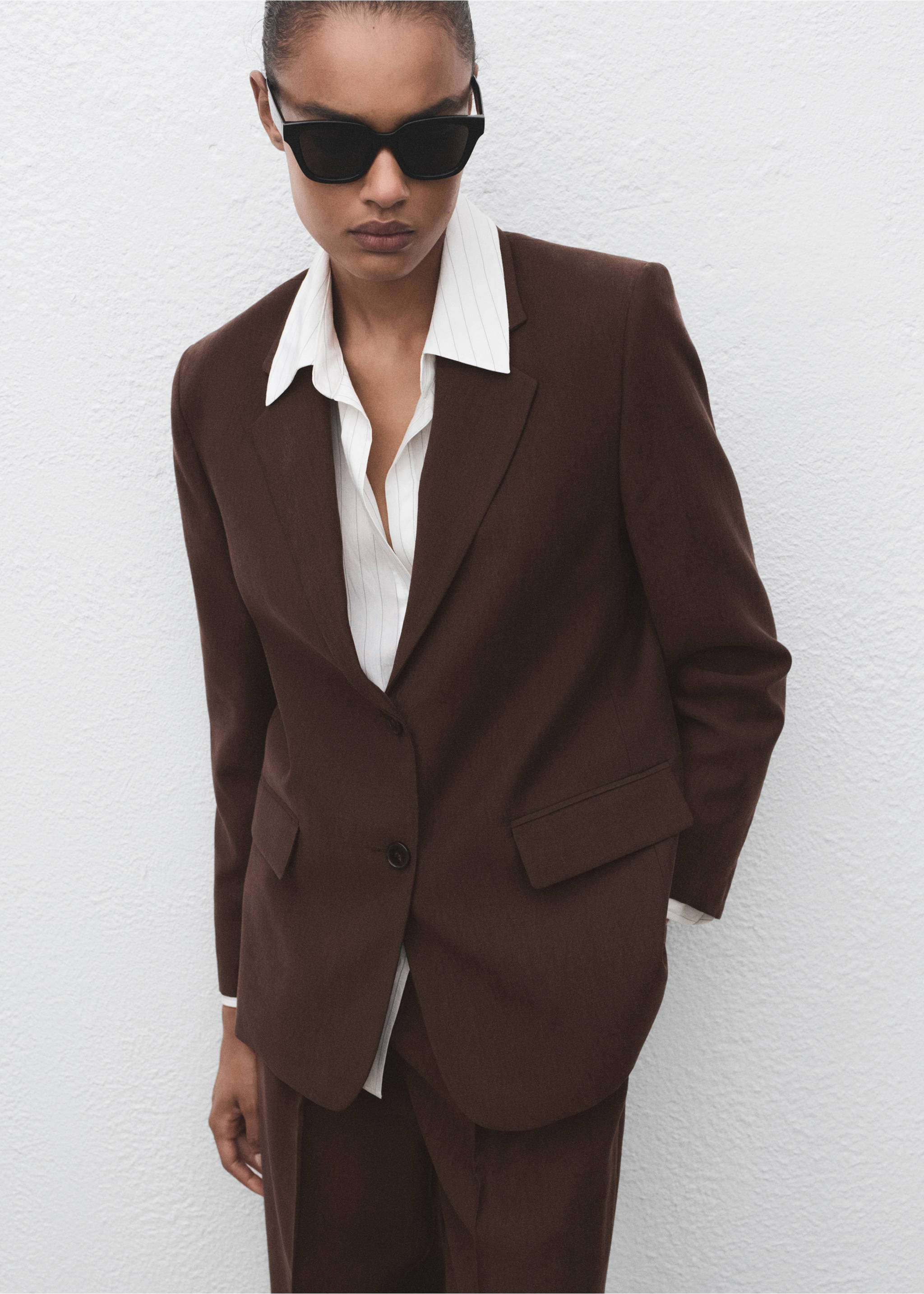 Blazer traje lyocell - Plano medio, Chocolate. Ref: 17054146-00.