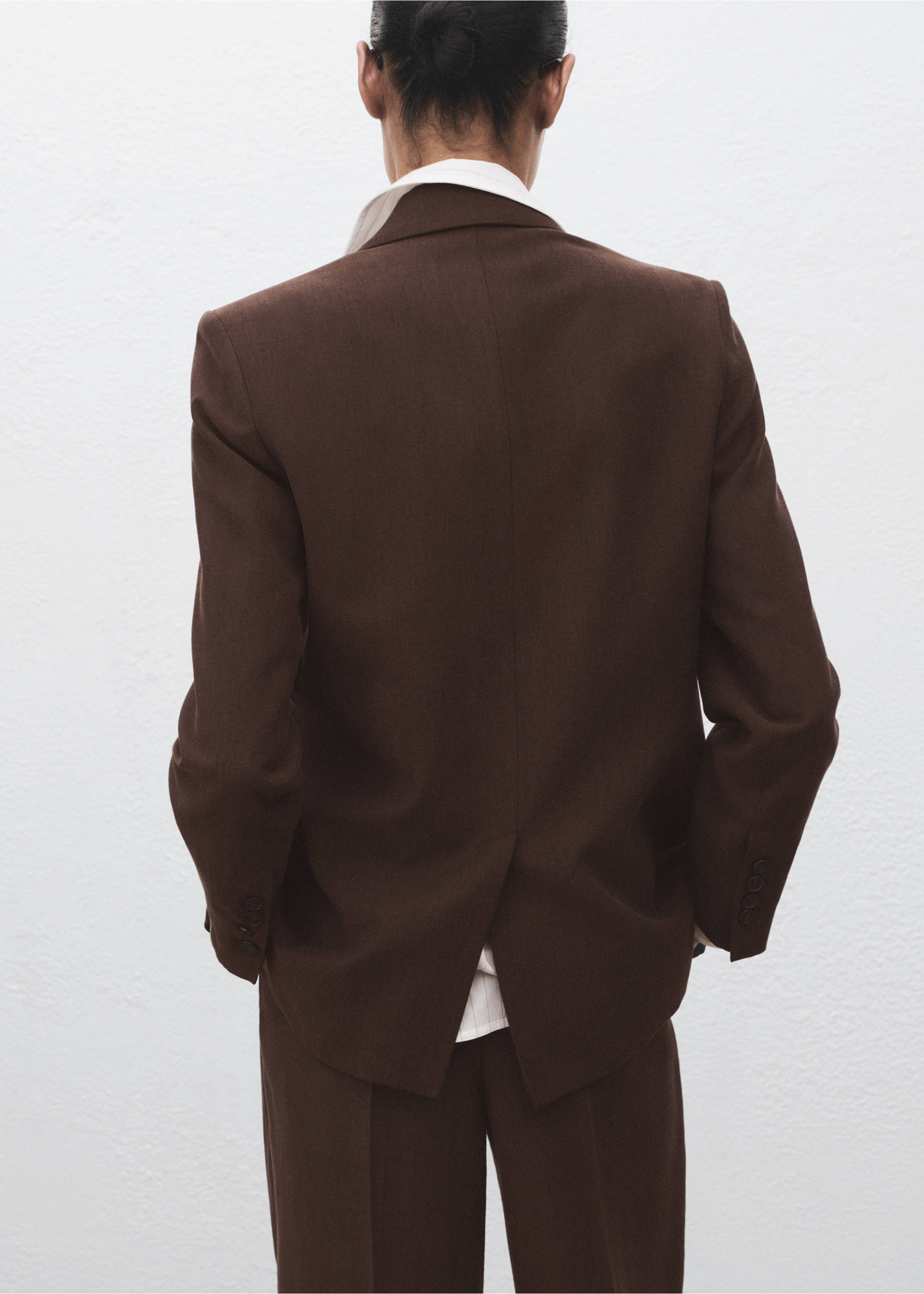 Blazer traje lyocell - Reverso del artículo, Chocolate. Ref: 17054146-00.