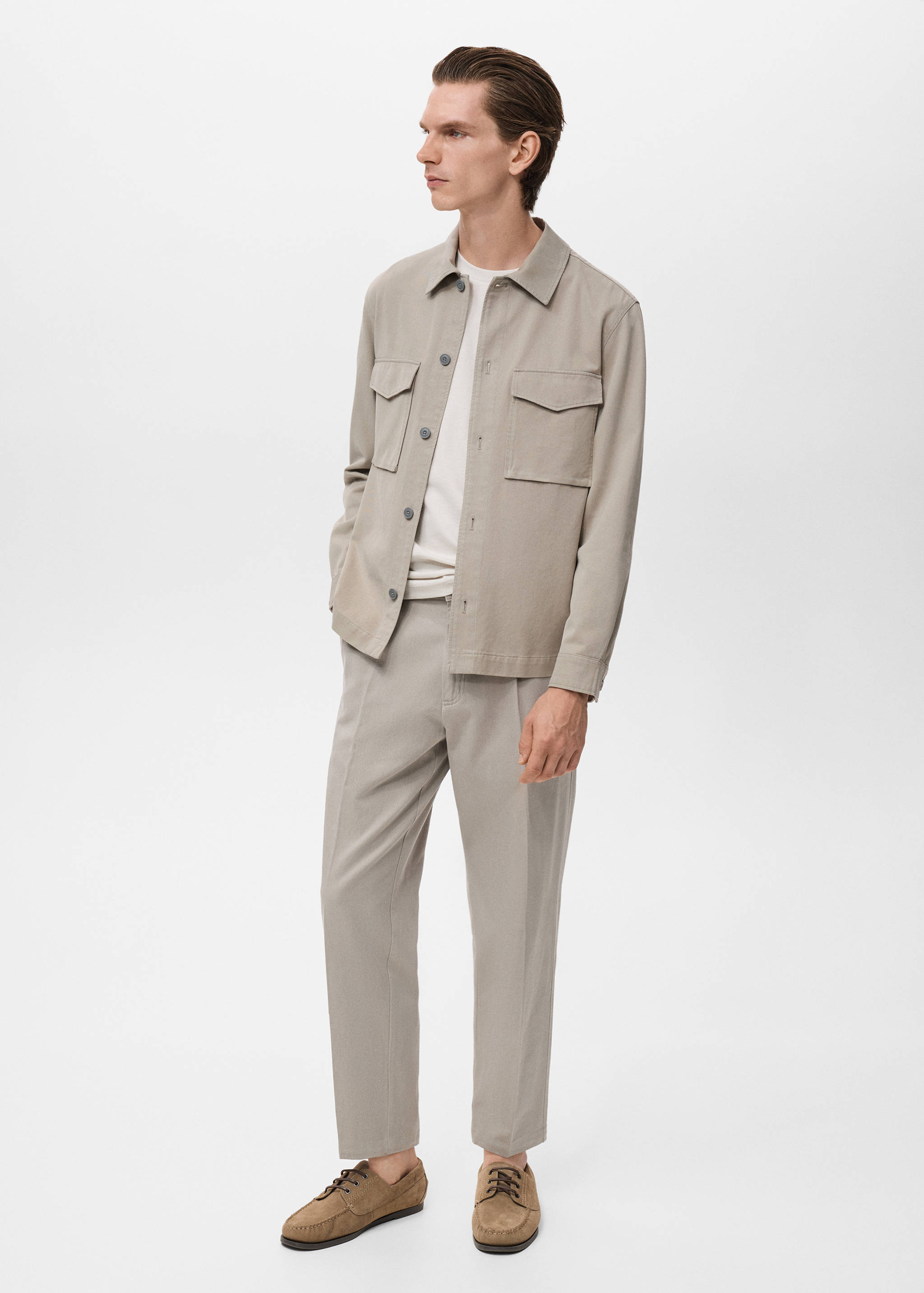 Lyocell cotton jacket with pockets - General plane