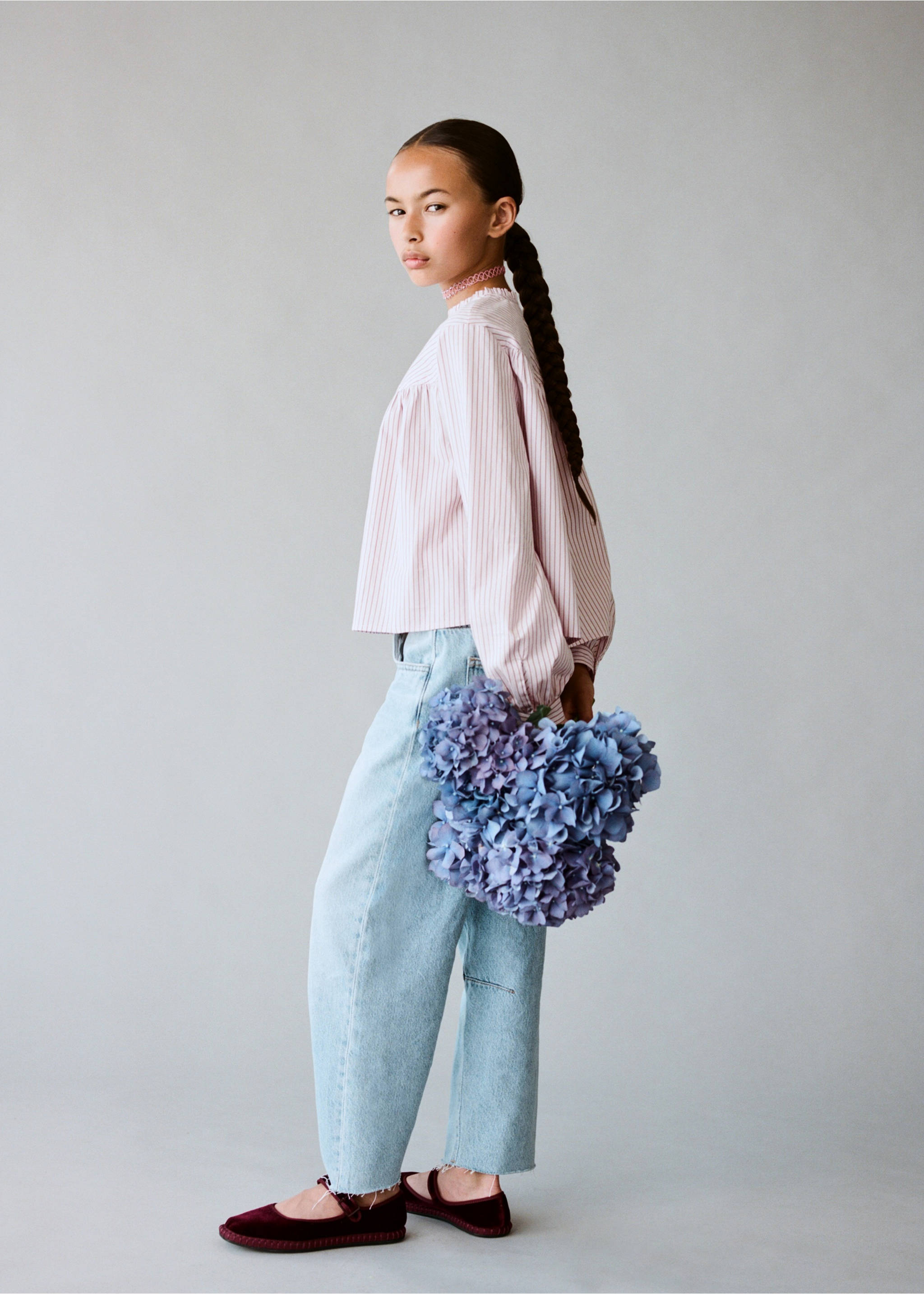 Mid-rise balloon jeans - Details of the article 5, Medium Blue. Ref: 17054407-00.