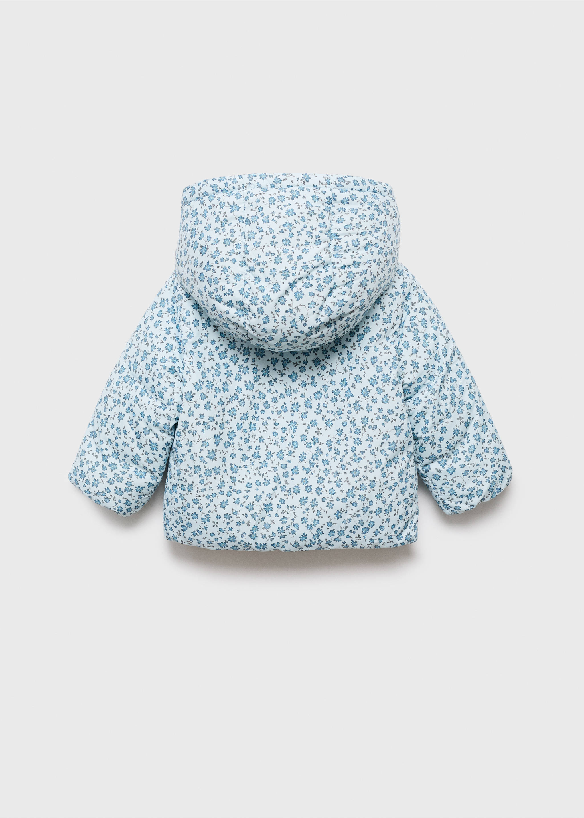 Fur-effect floral-print anorak - Reverse of the article, Blue. Ref: 17054408-00.