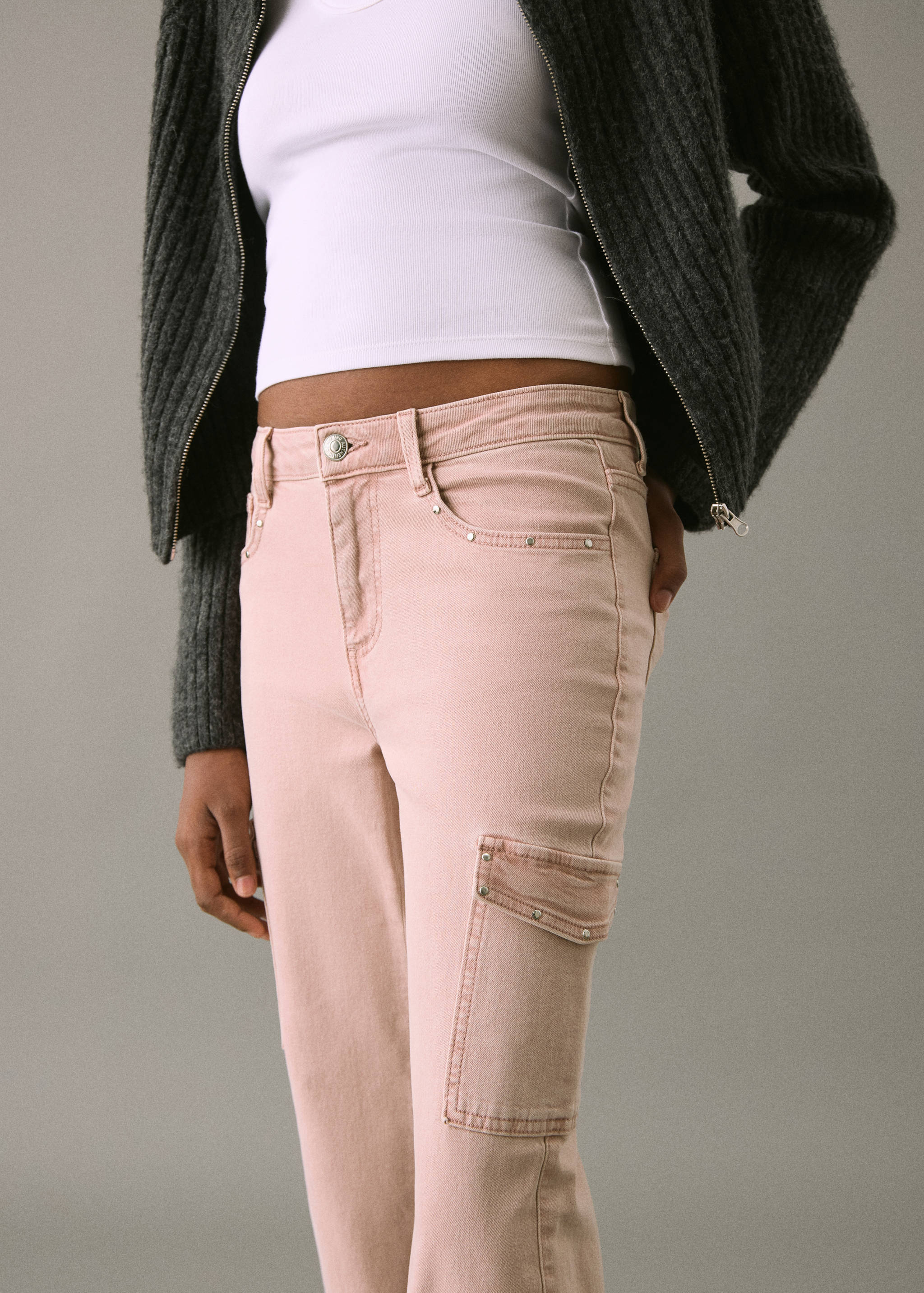 Studded skinny cargo jeans - Details of the article 1