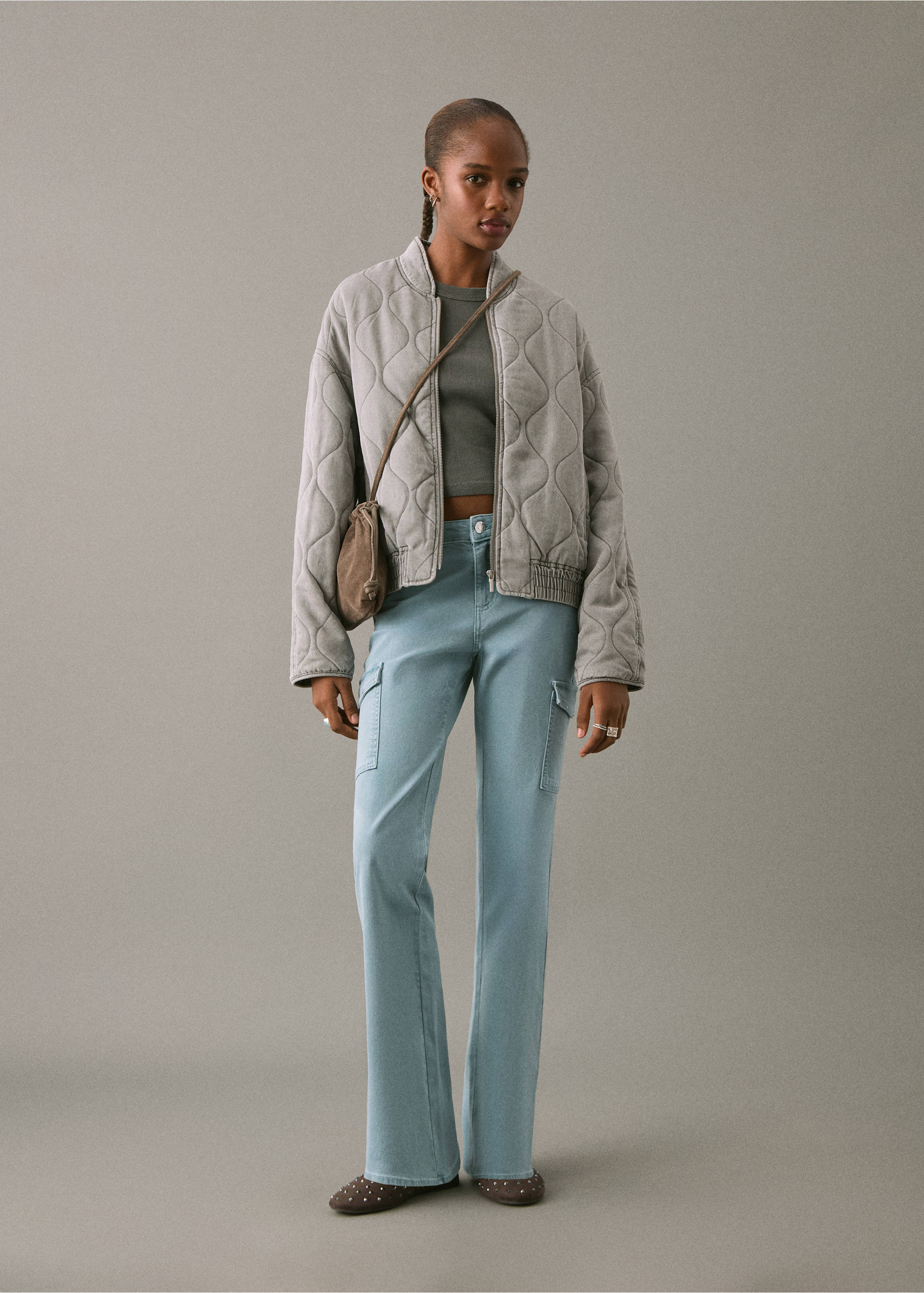 Ausgestellte Cargo-Jeans - Allgemeine Ansicht, Blau. Ref: 17054415-00.