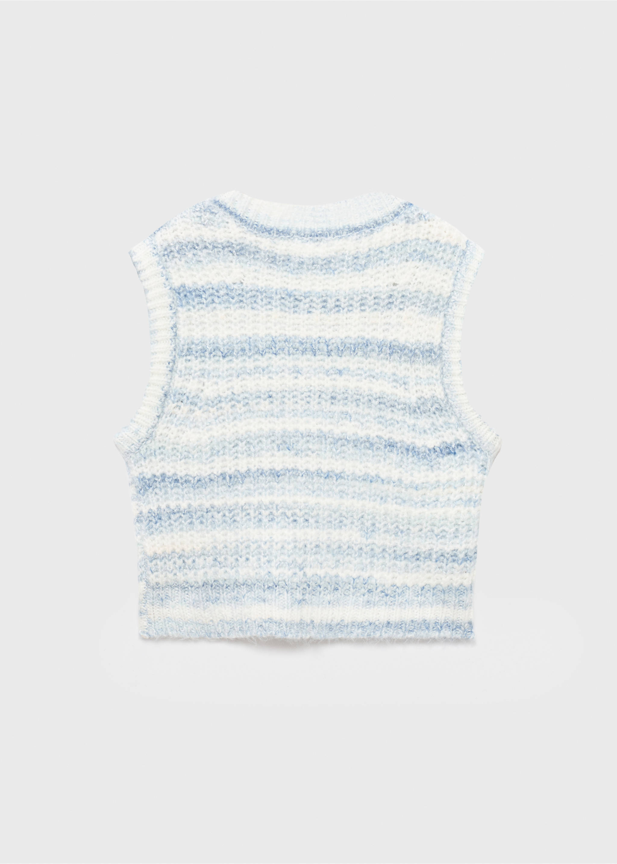 Gilet maille rayures - Verso de l’article, Bleu ciel. Ref: 17054417-00.