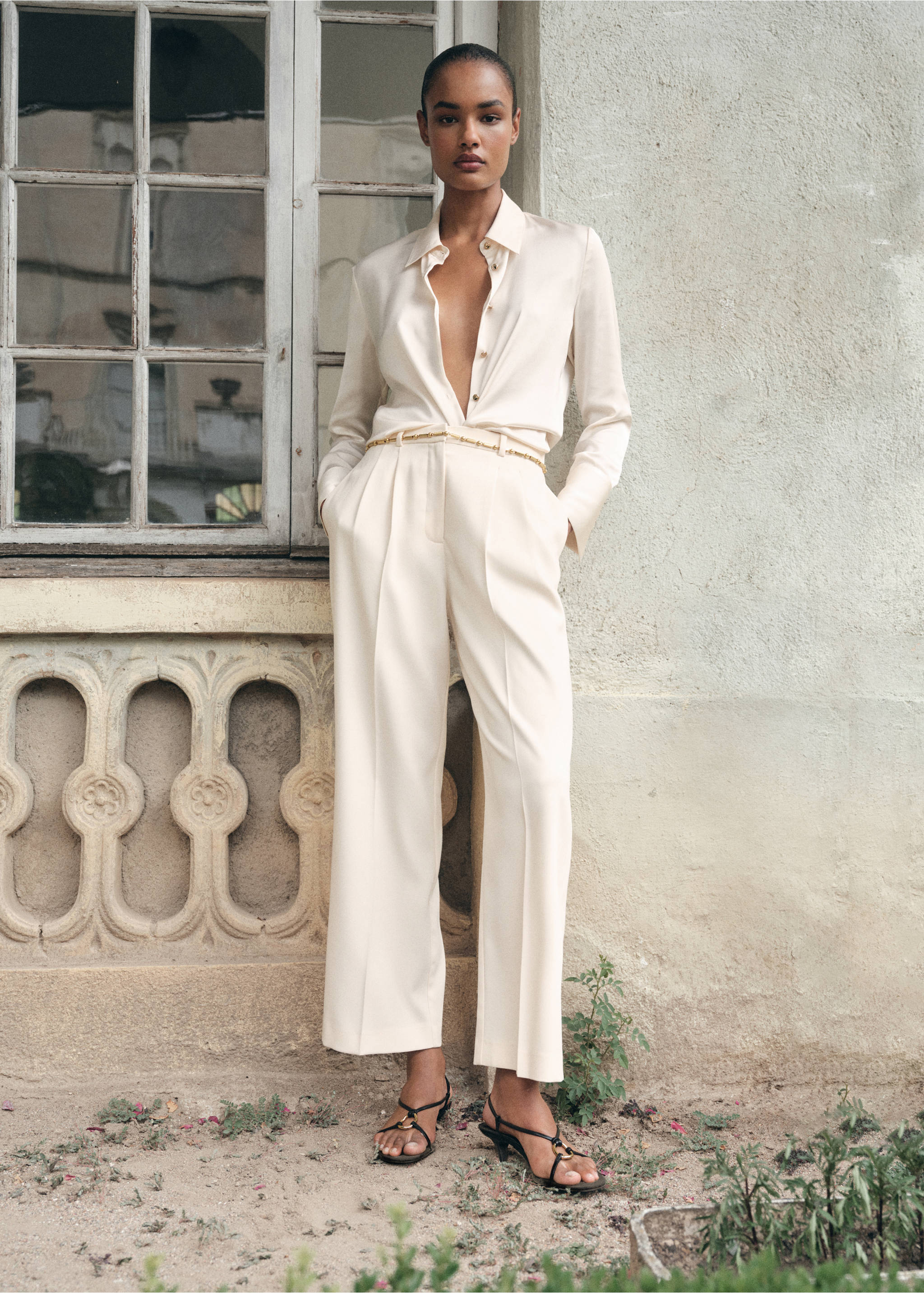 Straight-fit pleated trousers - General plane, Ice Grey. Ref: 17054422-00.