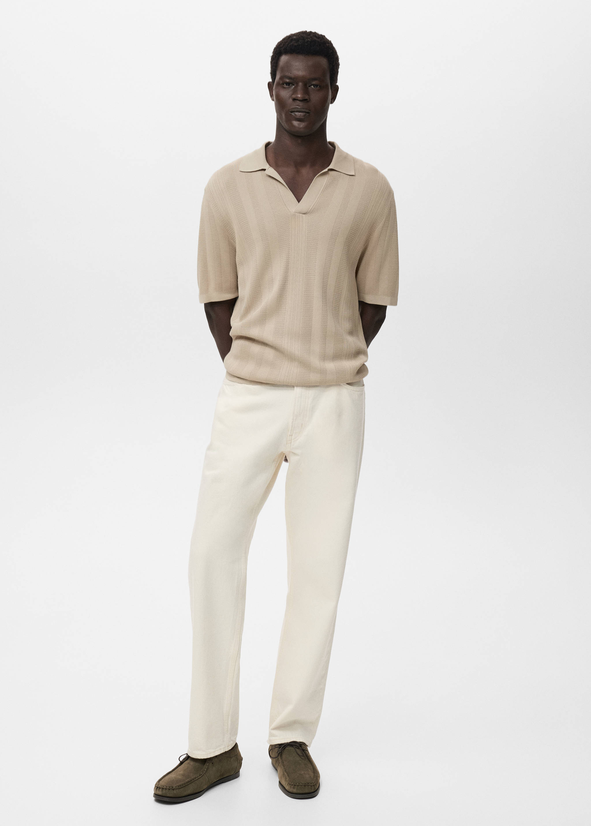 Ribbed knit polo shirt - General plane