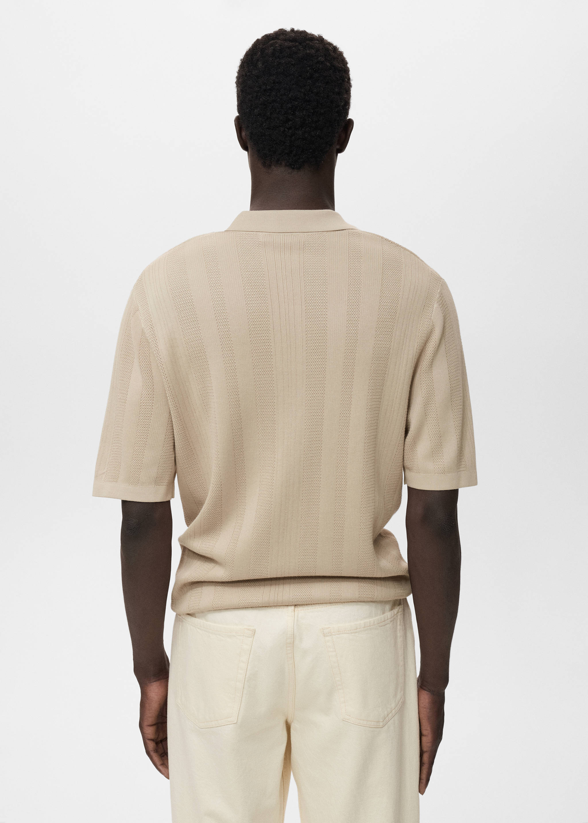 Ribbed knit polo shirt - Reverse of the article