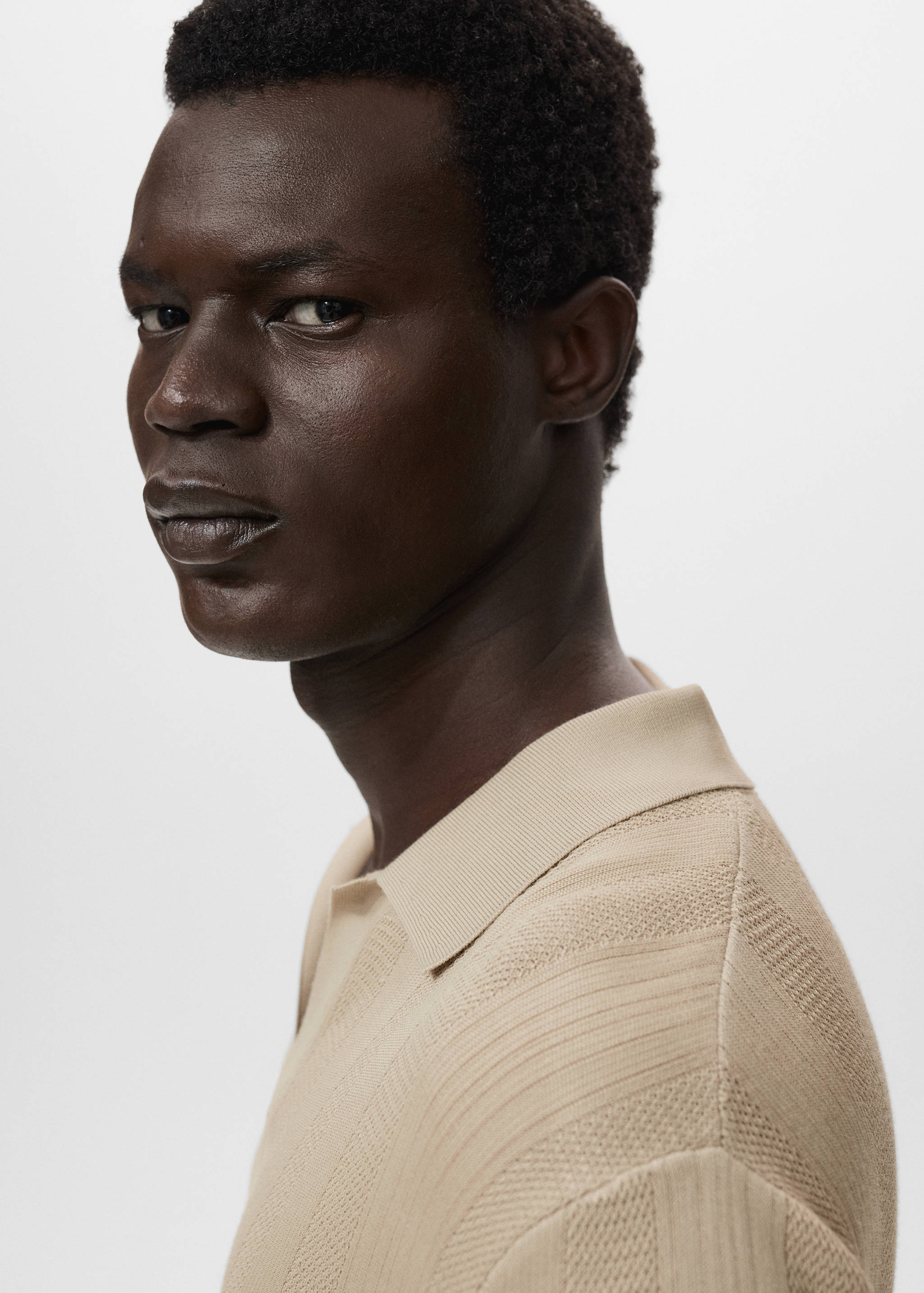 Ribbed knit polo shirt - Details of the article 1