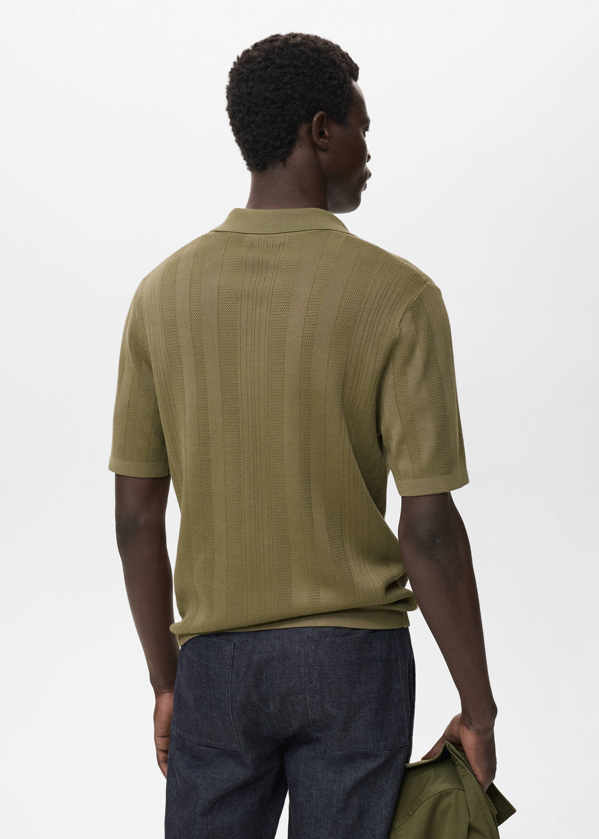 Ribbed knit polo shirt - Reverse of the article