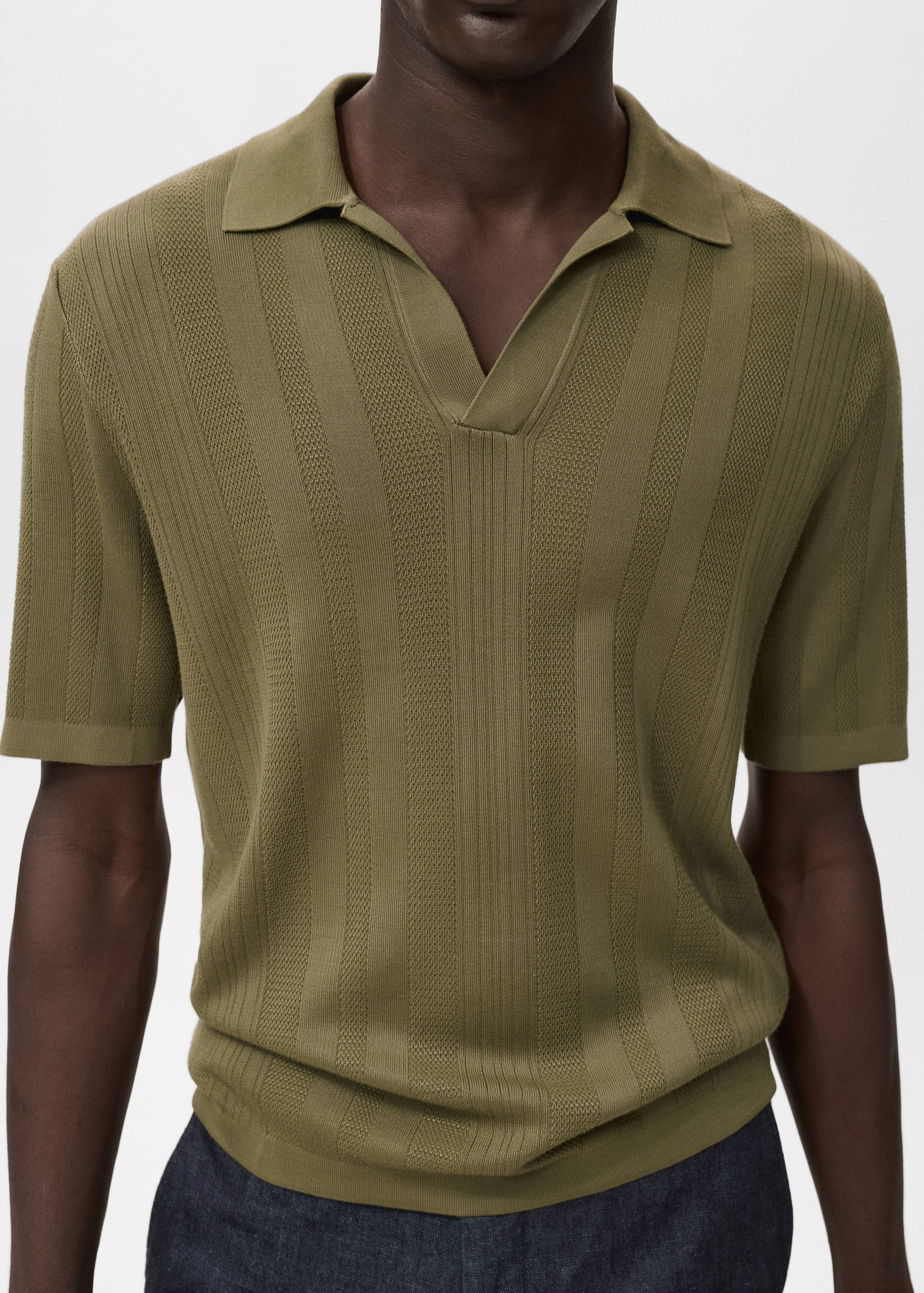 Ribbed knit polo shirt - Details of the article 6