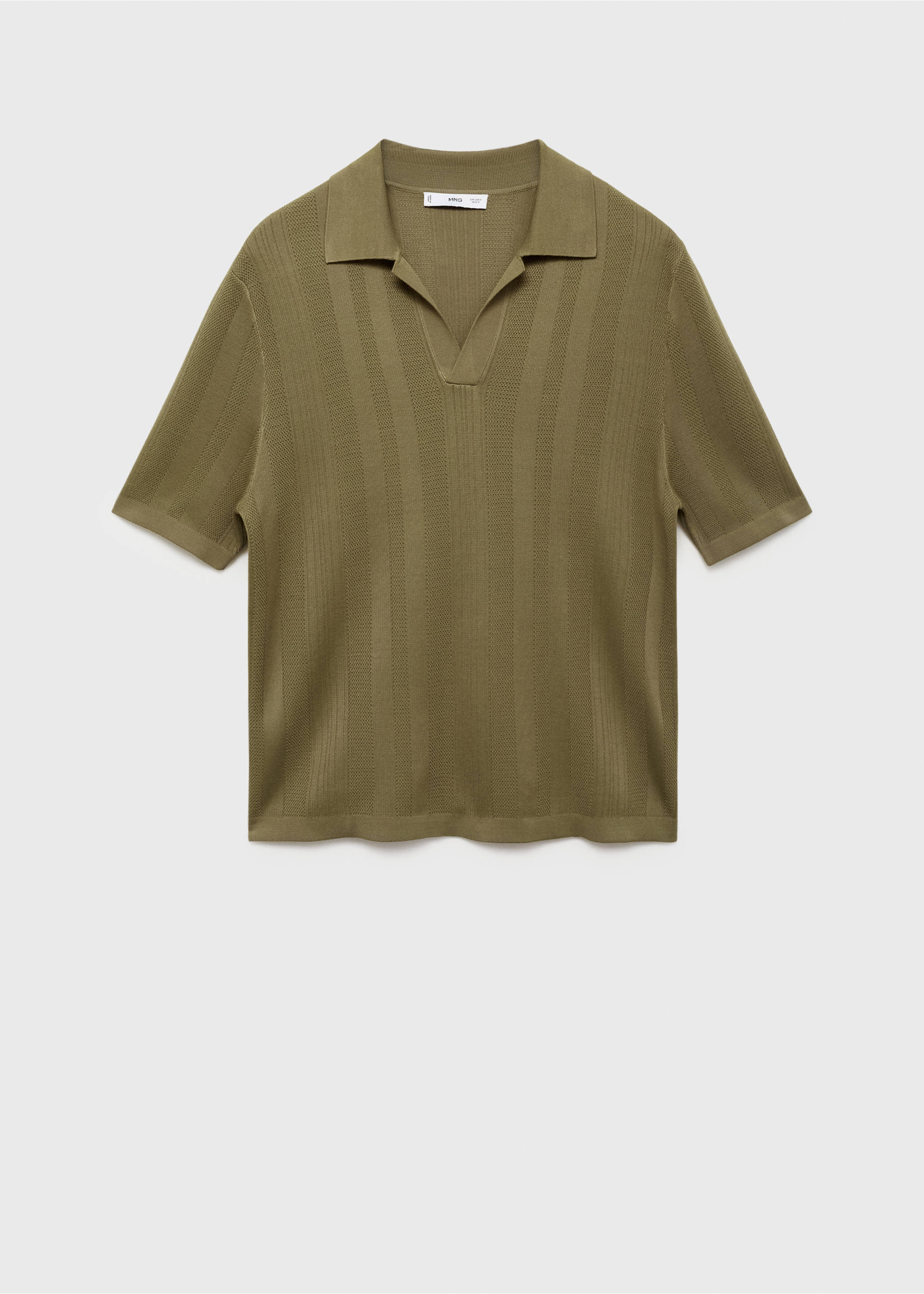 Ribbed knit polo shirt - Article without model, Khaki. Ref: 17054424-00.