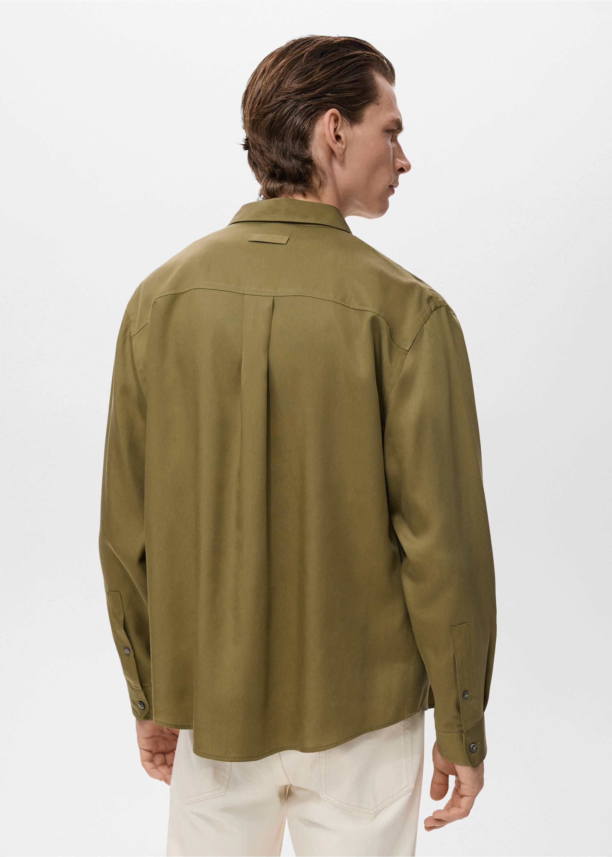 Camisa 100% lyocell butxaca - Revers de l'article, Oliva. Ref: 17054430-00.