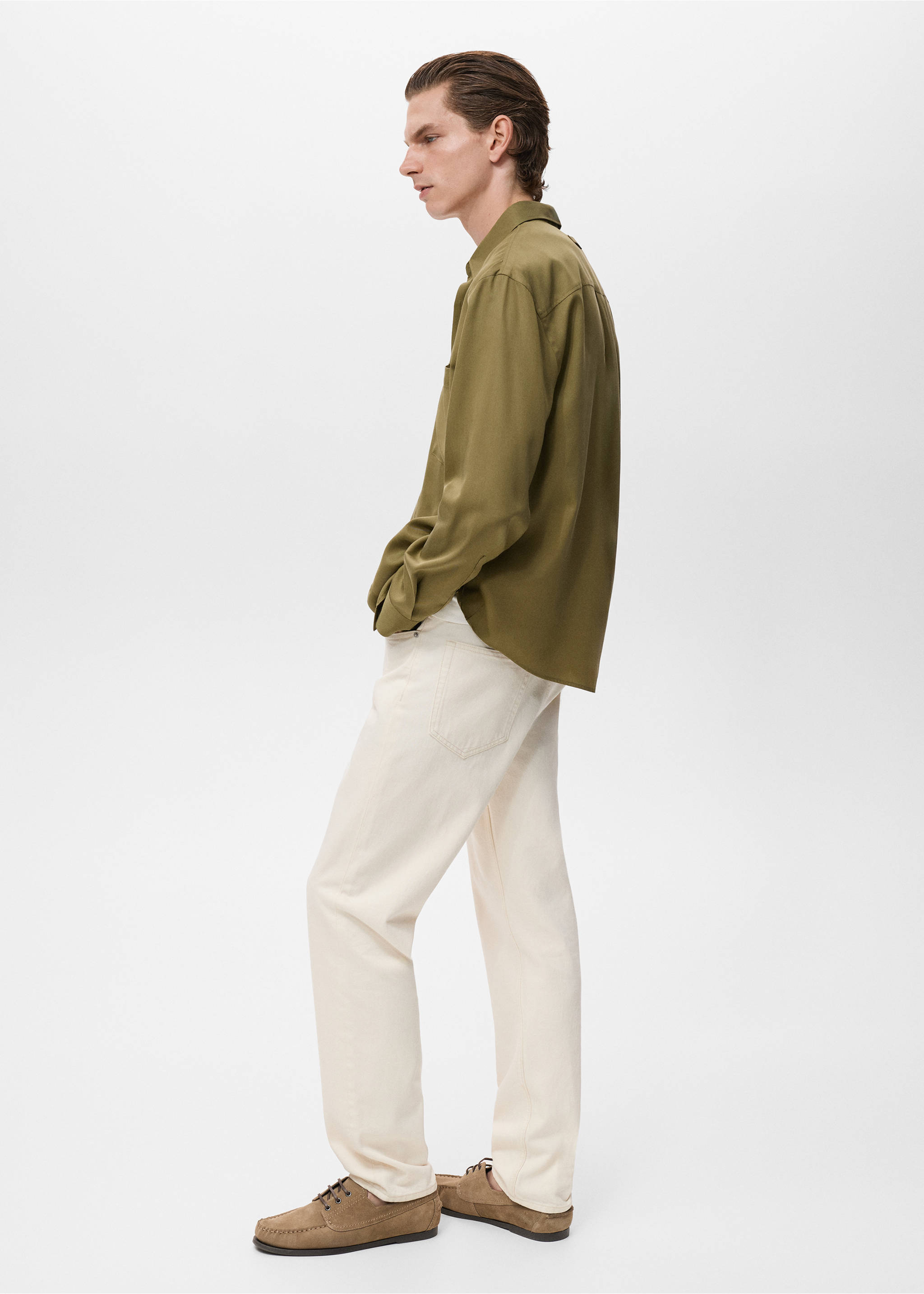 Camisa 100% lyocell butxaca - Detall de l'article 2, Oliva. Ref: 17054430-00.