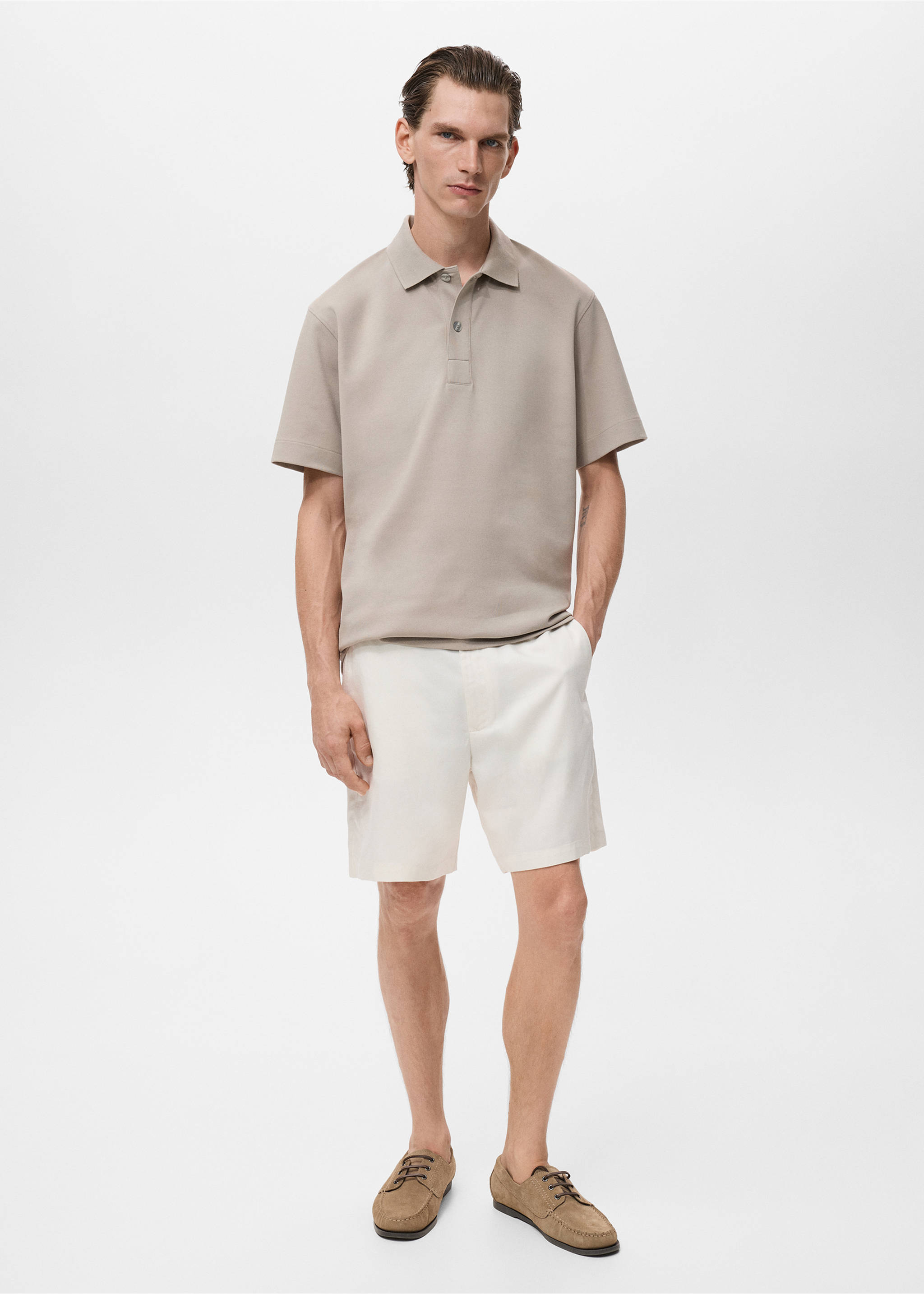 Relaxed-fit cotton polo - General plane, Light/Pastel Grey. Ref: 17054432-00.