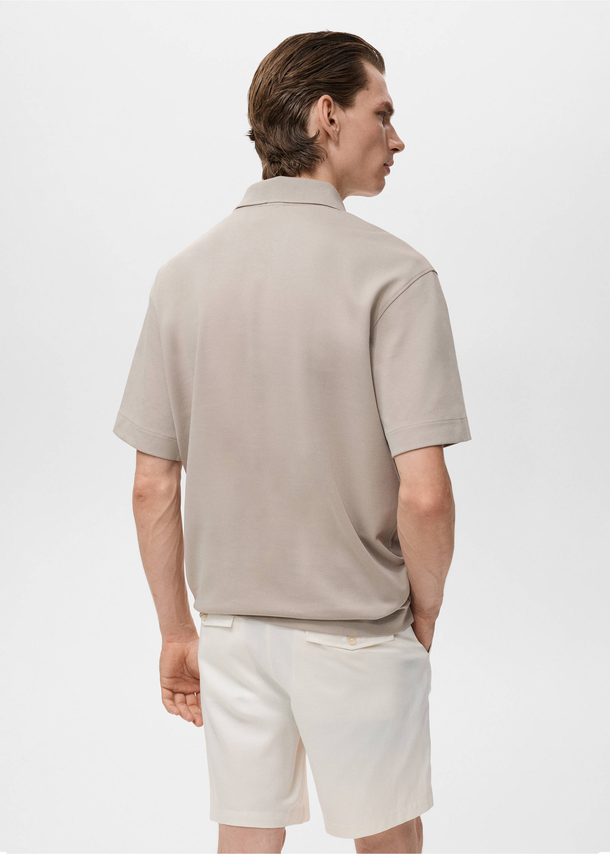 Relaxed-fit cotton polo - Reverse of the article, Light/Pastel Grey. Ref: 17054432-00.