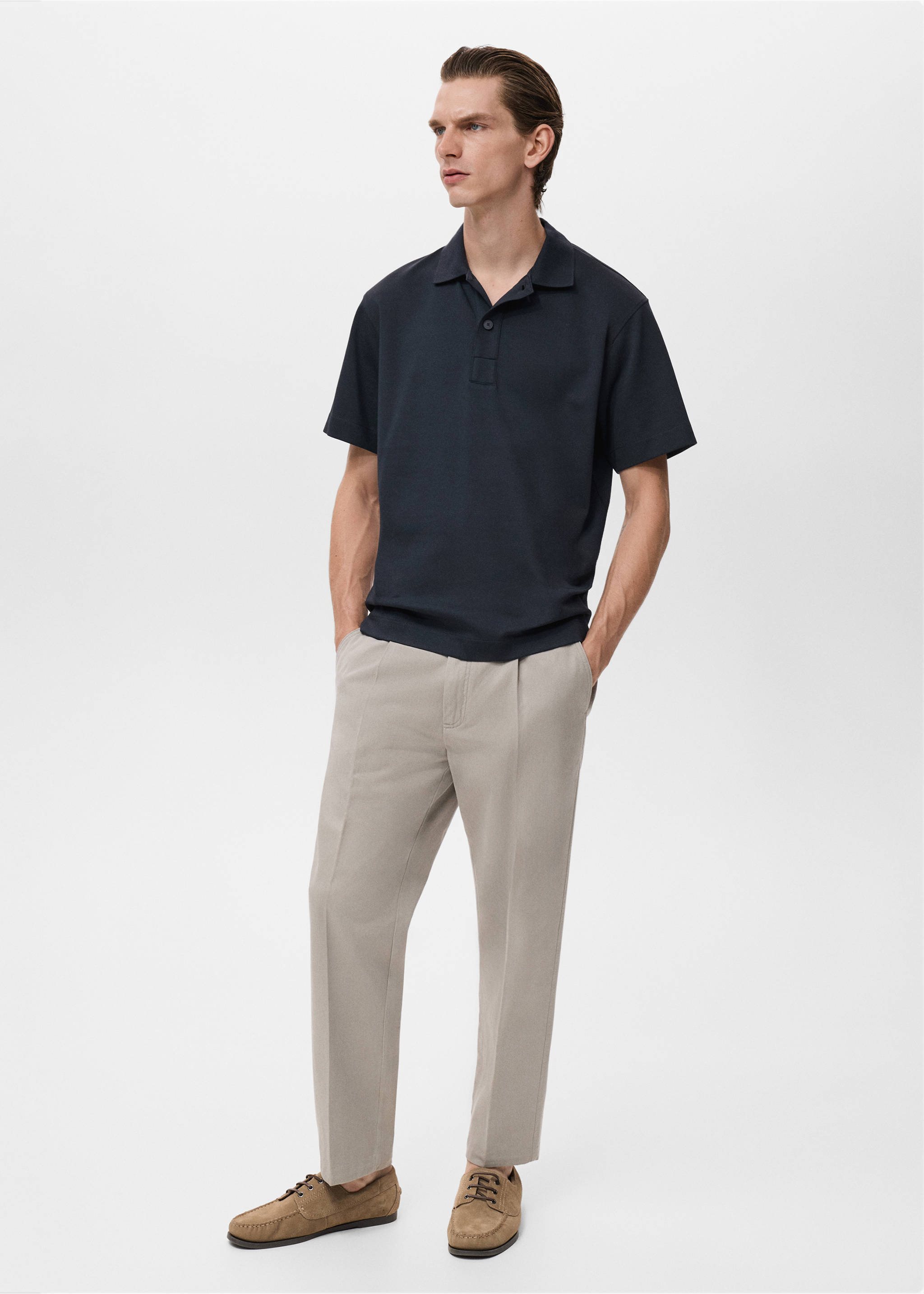 Relaxed-fit cotton polo - General plane, Navy. Ref: 17054432-00.