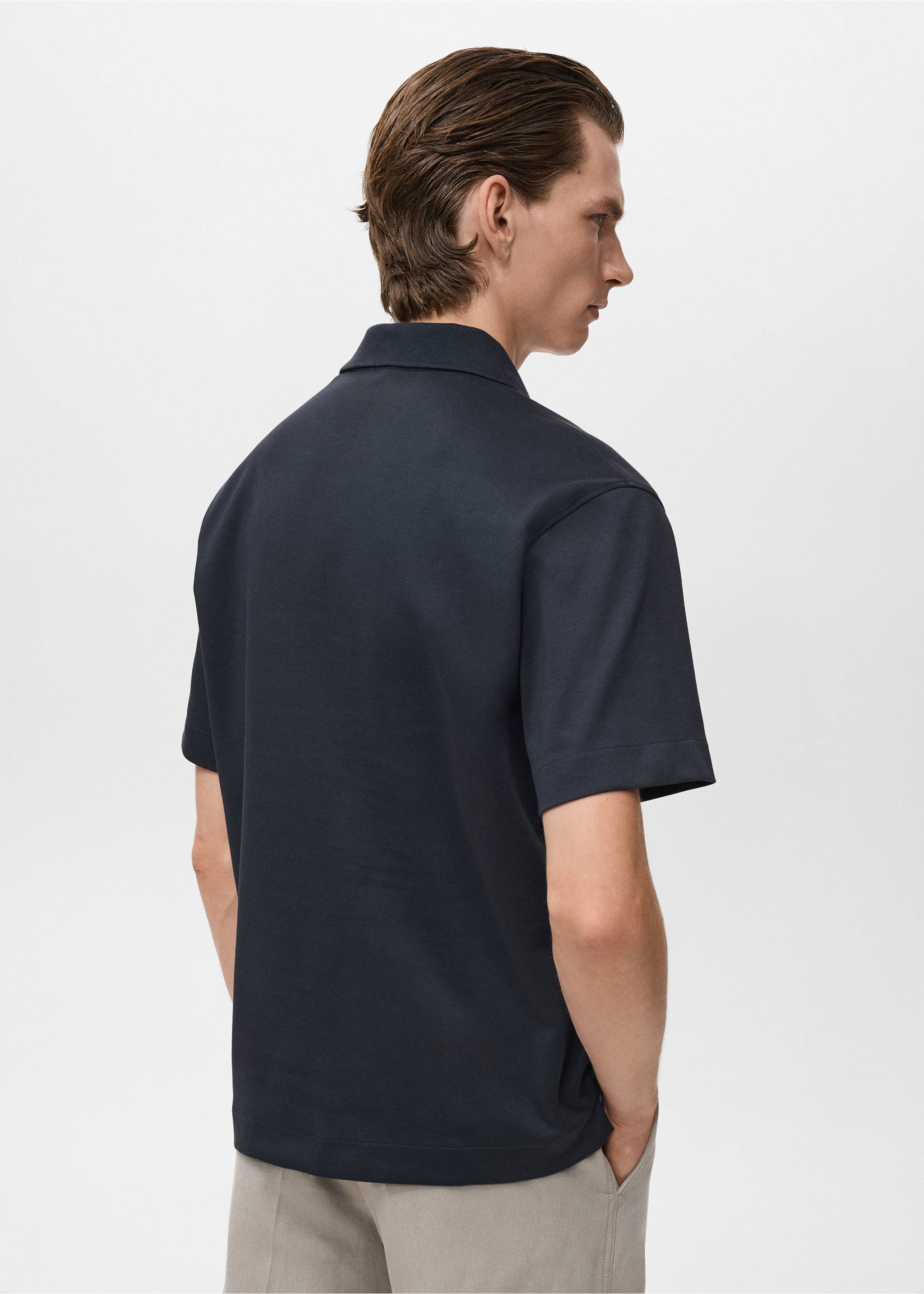 Relaxed-fit cotton polo - Reverse of the article, Navy. Ref: 17054432-00.