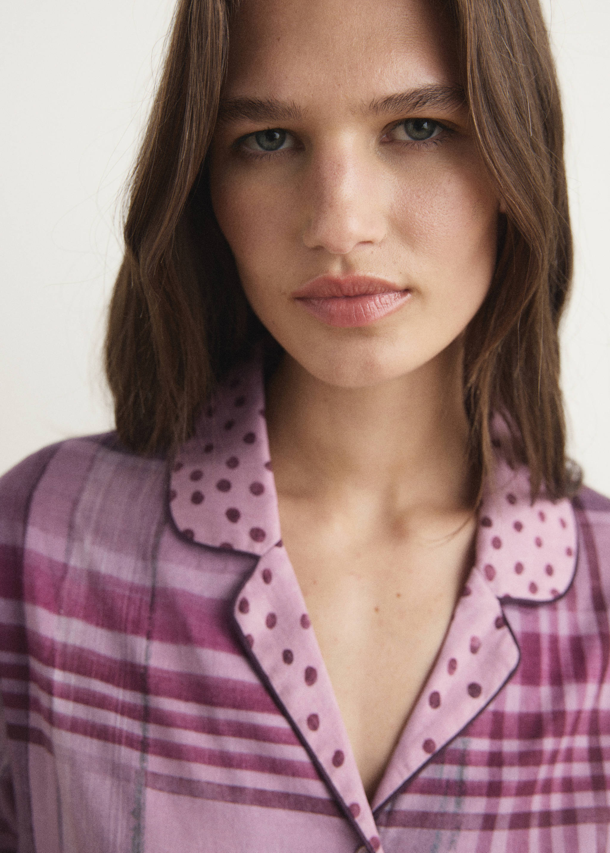 Chemise pyjama imprimée passepoil - Détail de l'article 1