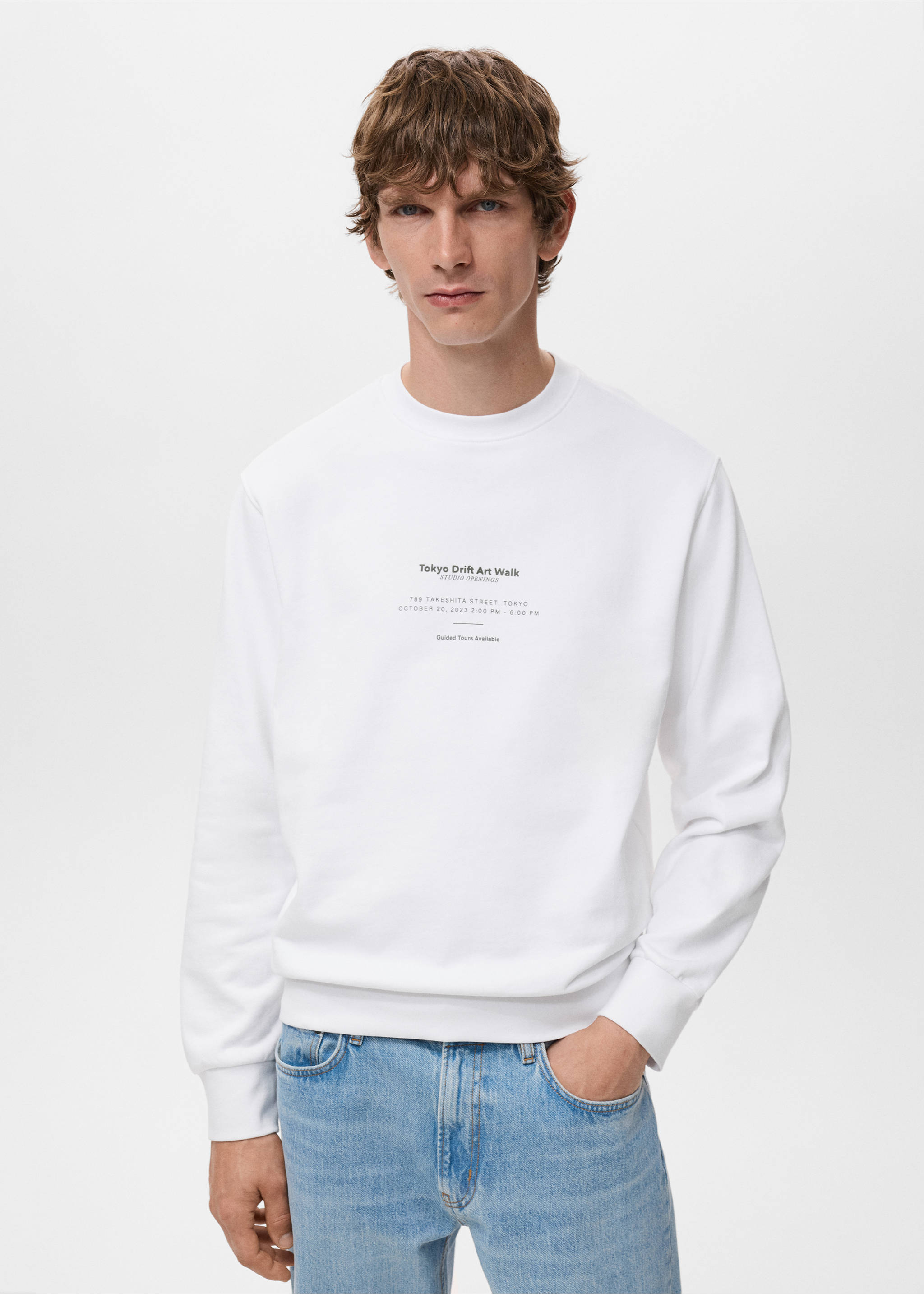100% cotton sweatshirt text - Medium plane, White. Ref: 17054439-00.