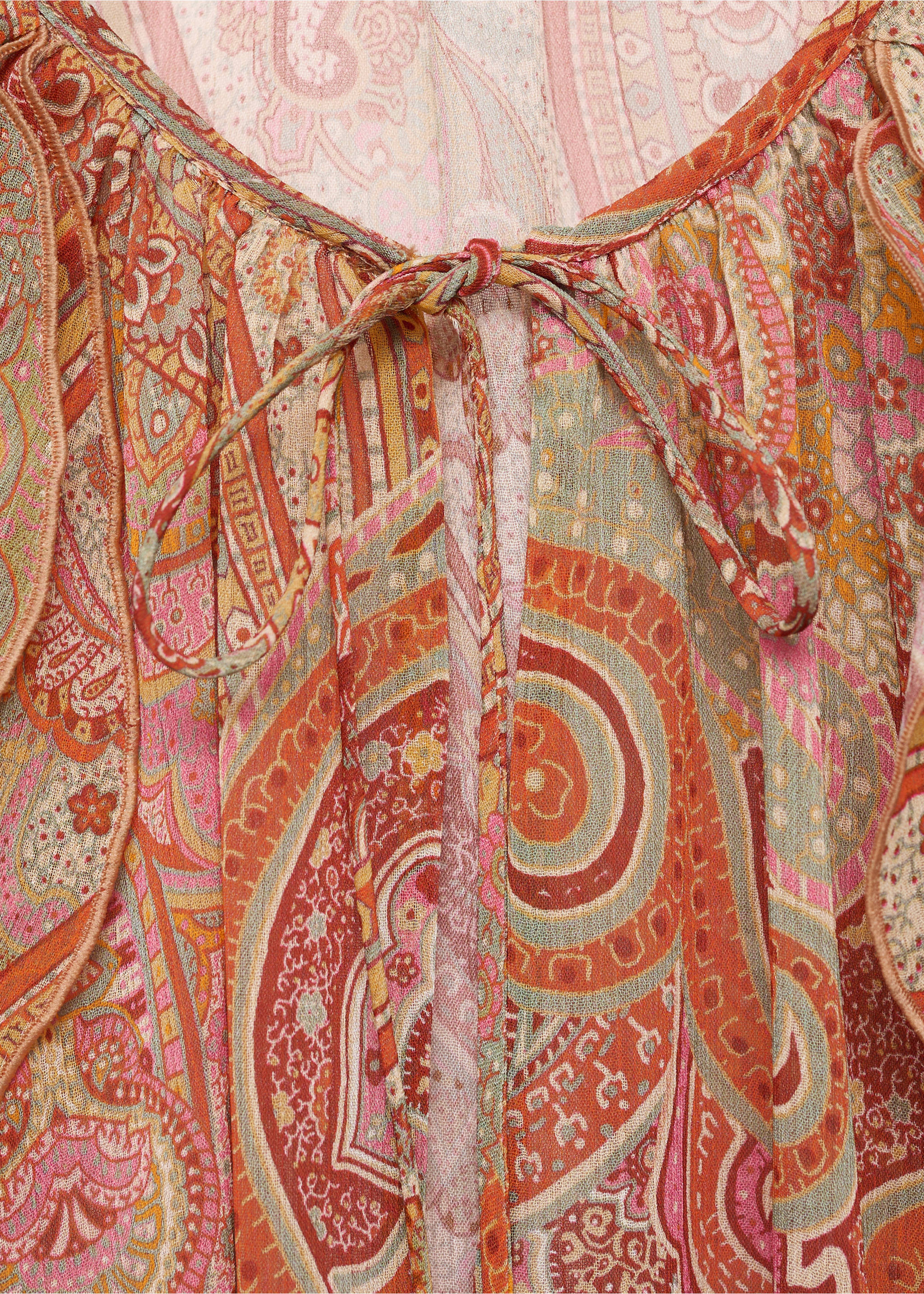 Ruffles printed blouse - Details of the article 8, Brown. Ref: 17054448-00.