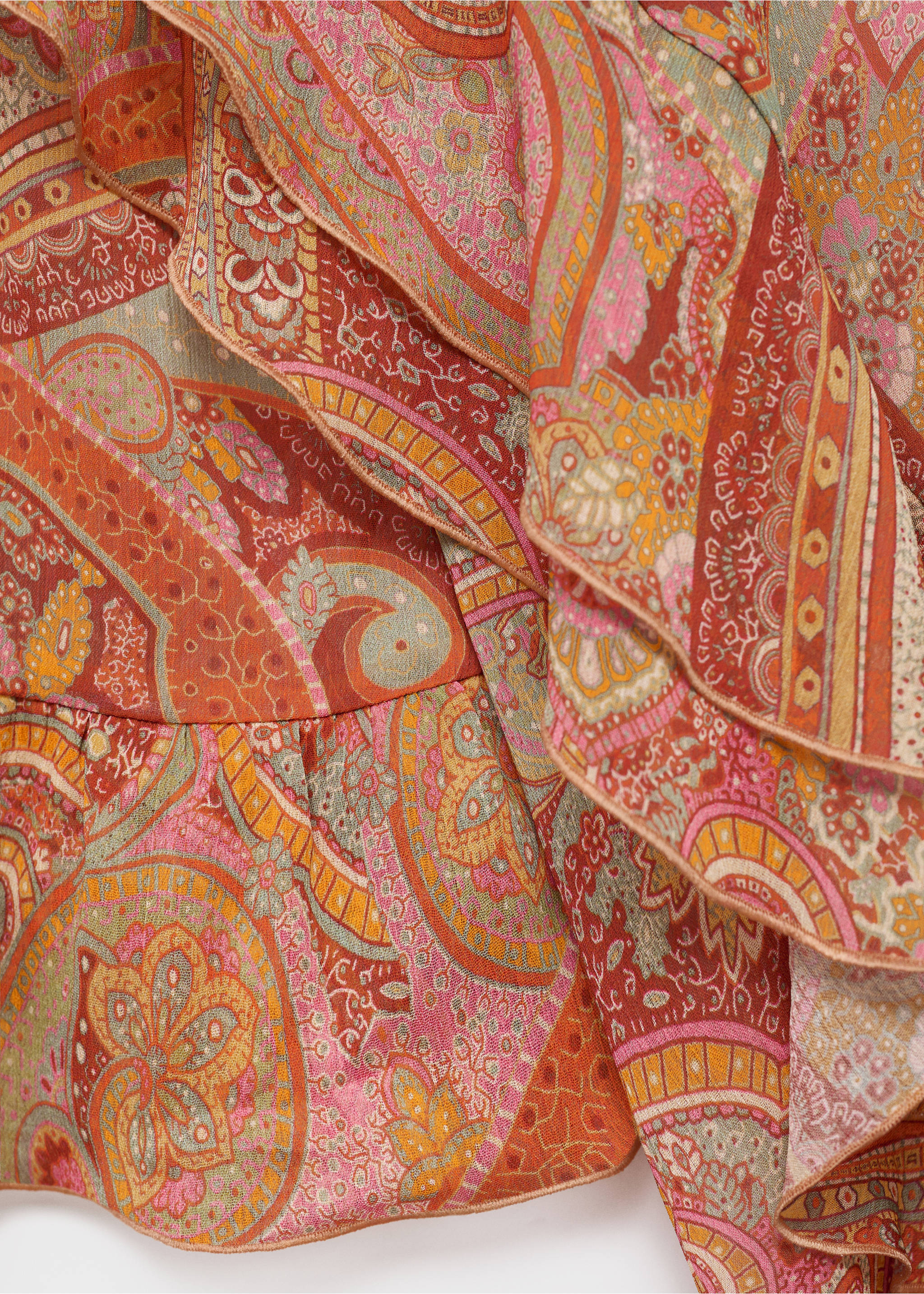 Ruffles printed blouse - Details of the article 0, Brown. Ref: 17054448-00.