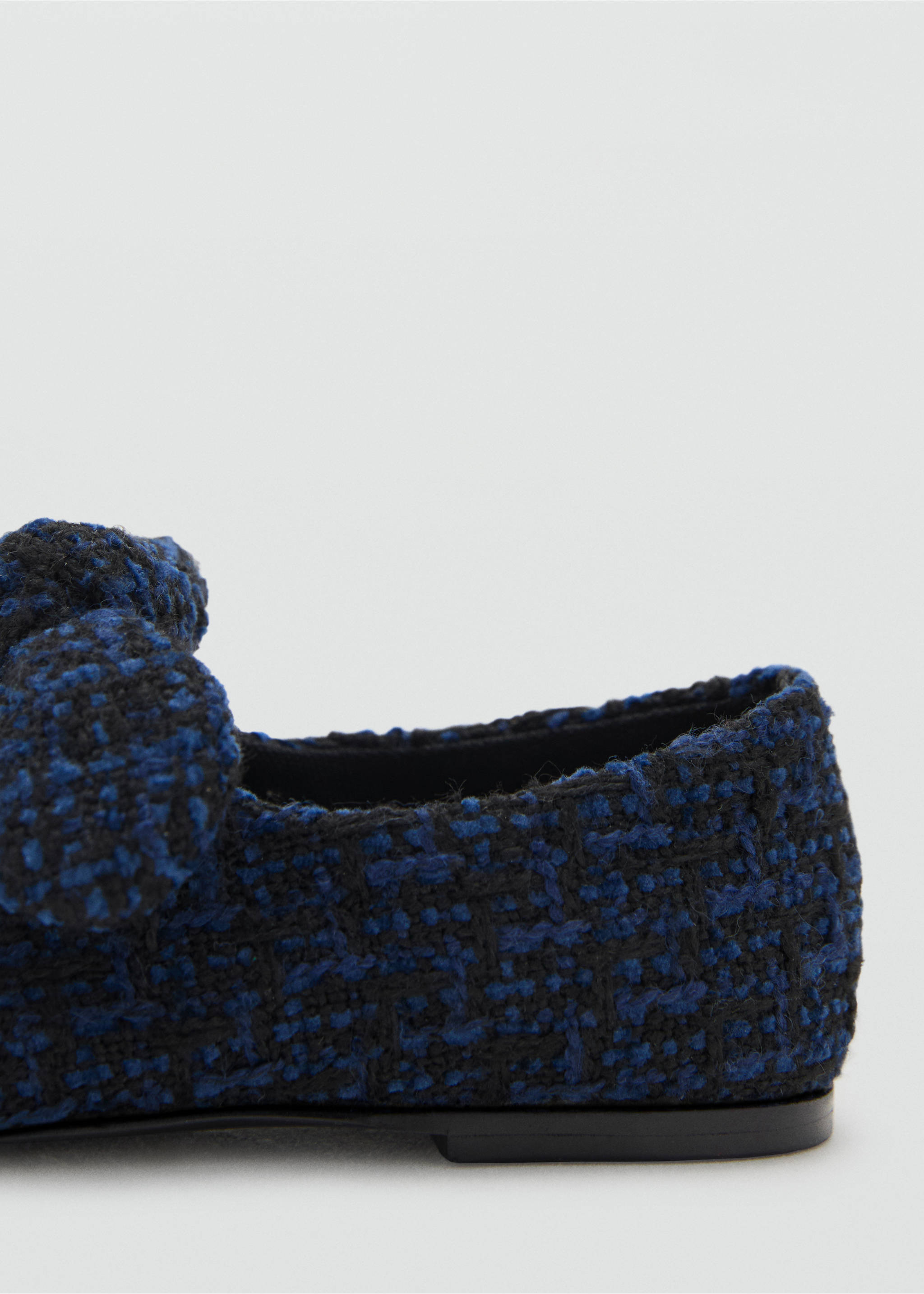 Tweed ballet flats with bow - Details of the article 1, Black. Ref: 17054774-00.