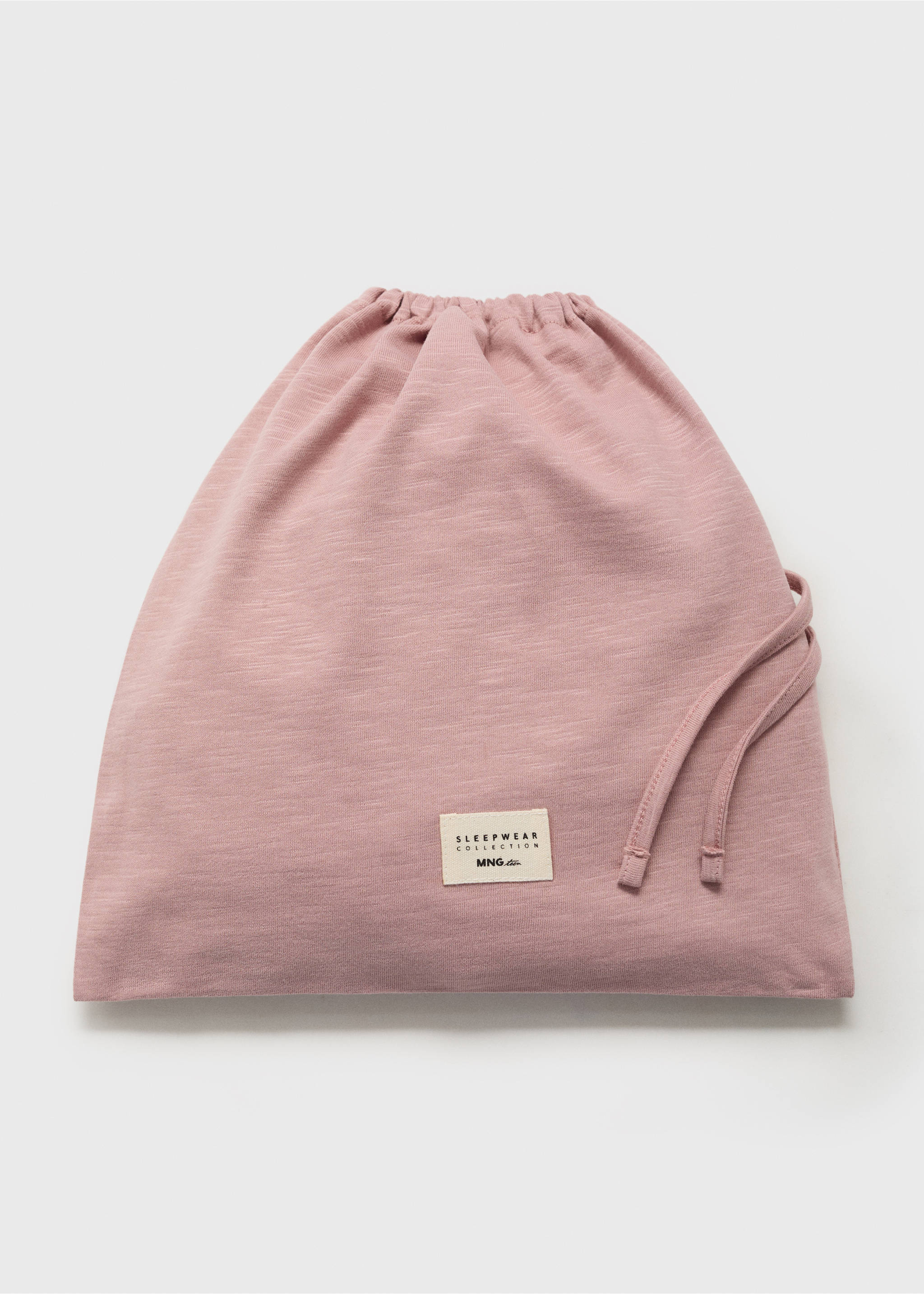 Pink pyjama set storage bag in soft cotton jersey with a drawstring and branded label., Pastel Pink. Ref: 17054776-00.