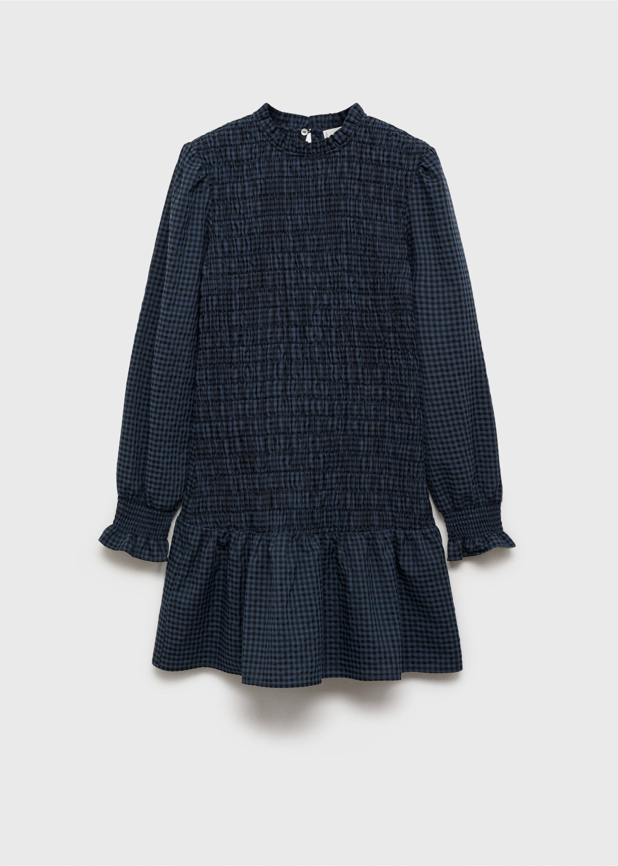 Vestit quadres frunzit - Article sense model, Negre. Ref: 17054778-00.