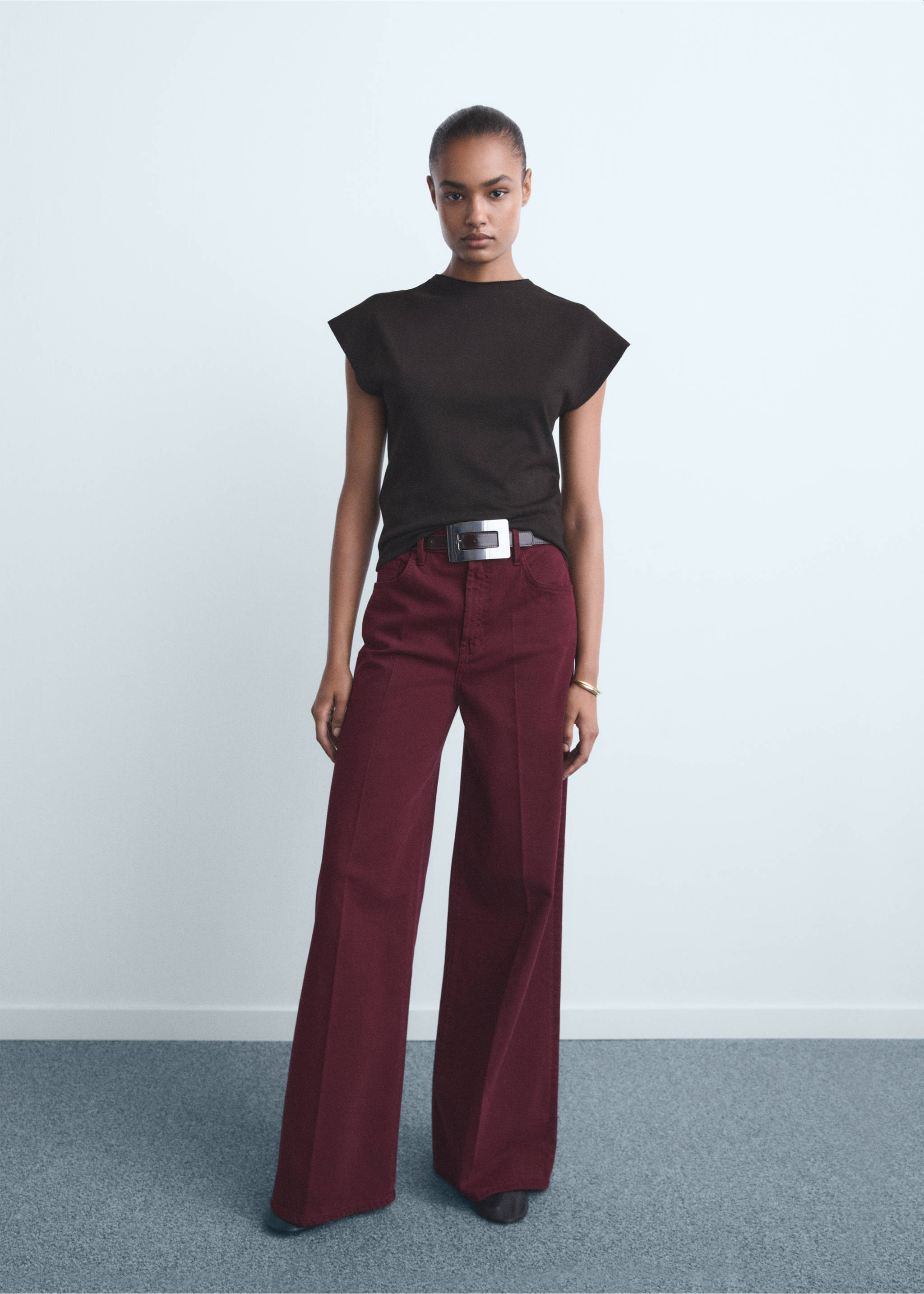 High-waisted wideleg jeans - General plane, Wine. Ref: 17054786-00.