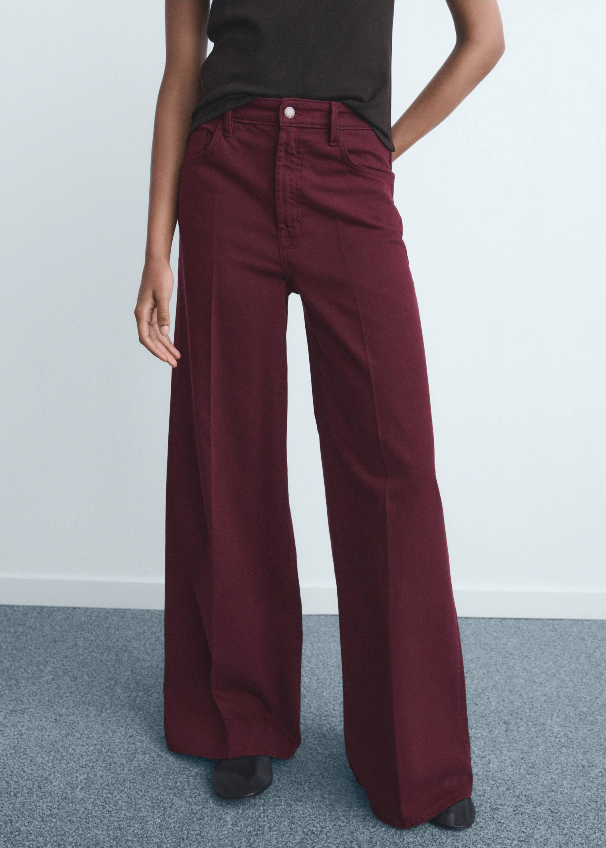 High-waisted wideleg jeans - Medium plane, Wine. Ref: 17054786-00.