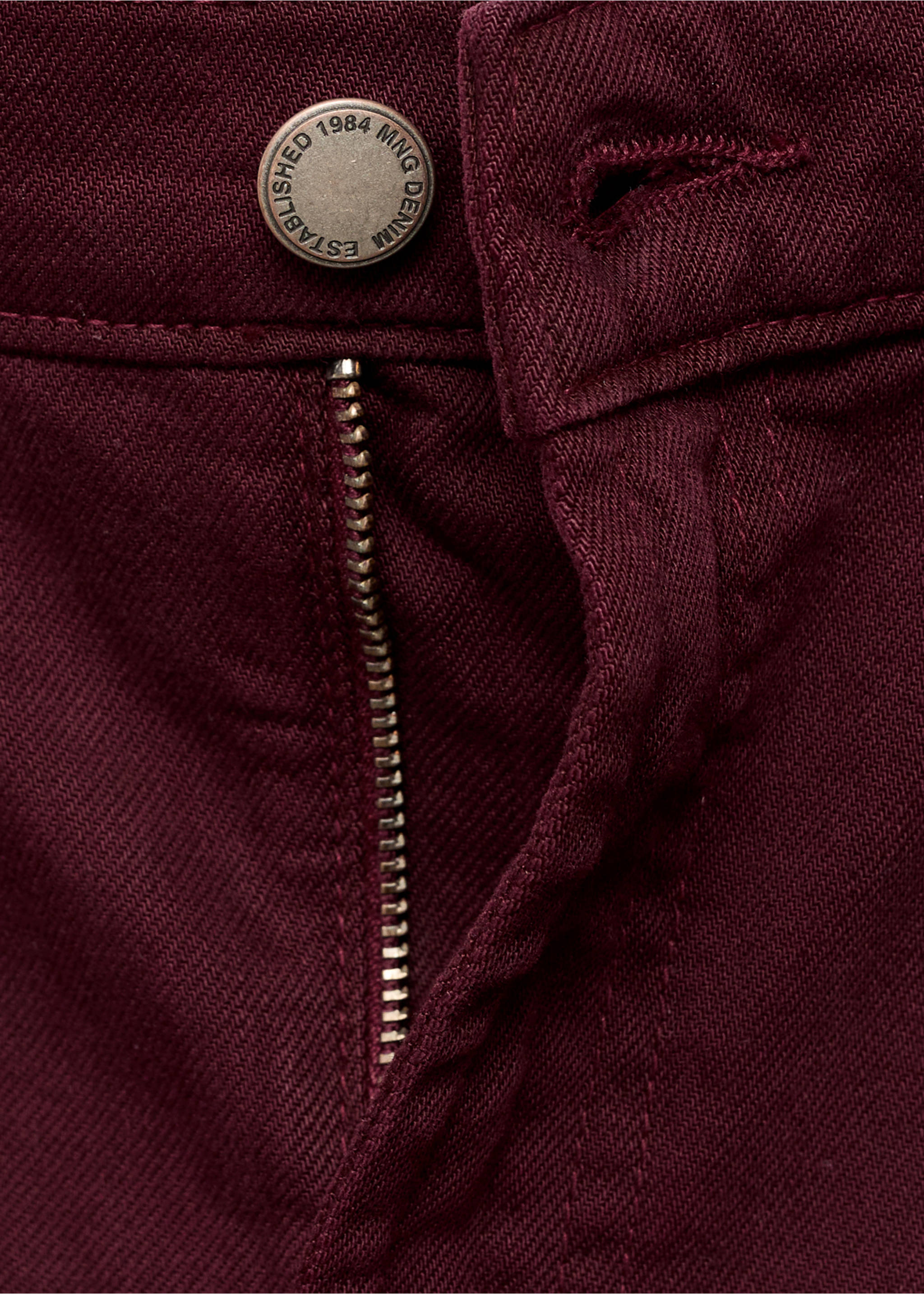 High-waisted wideleg jeans - Details of the article 0, Wine. Ref: 17054786-00.