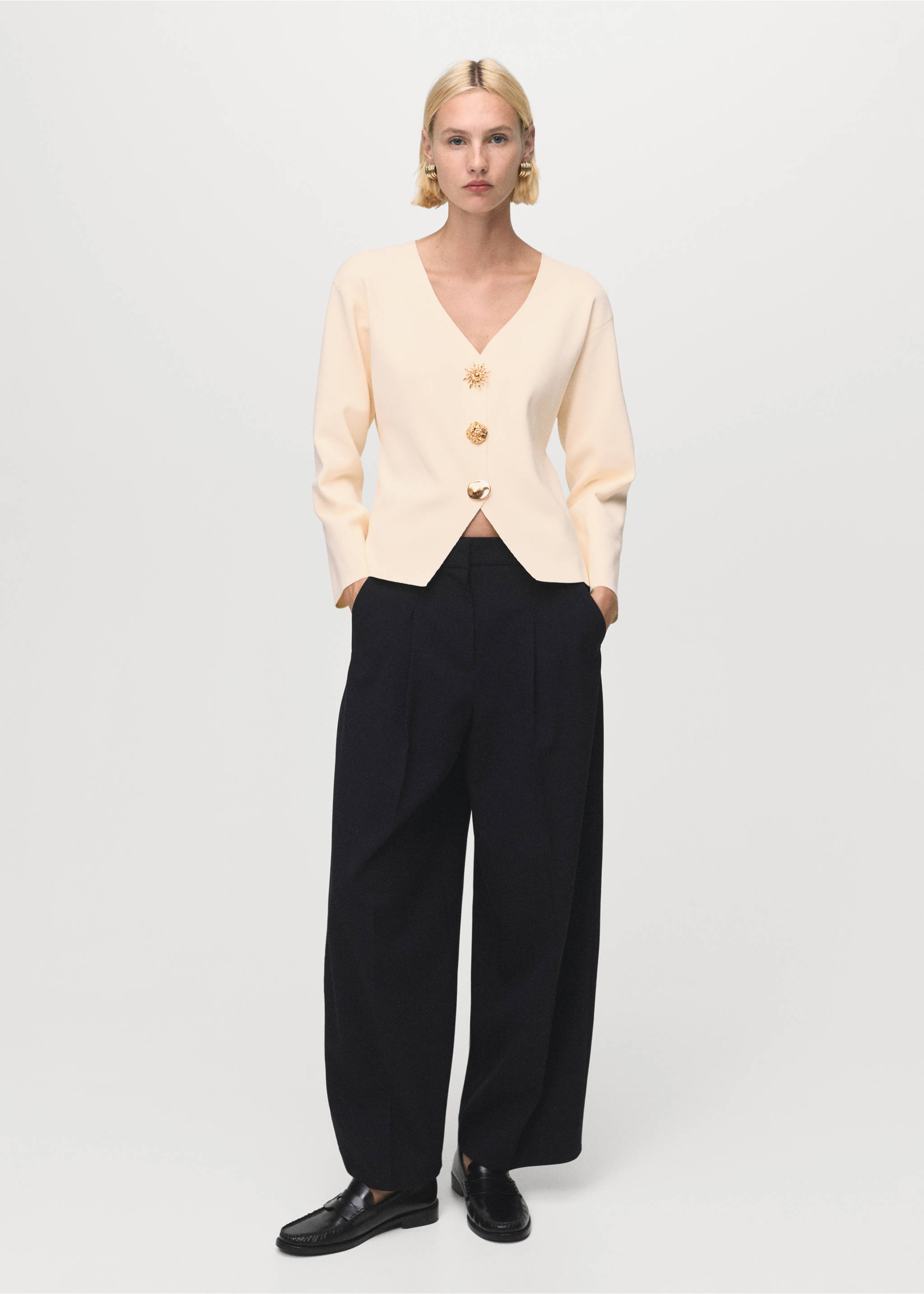 Jaqueta punt botons joia - Pla general, Cru. Ref: 17054790-00.