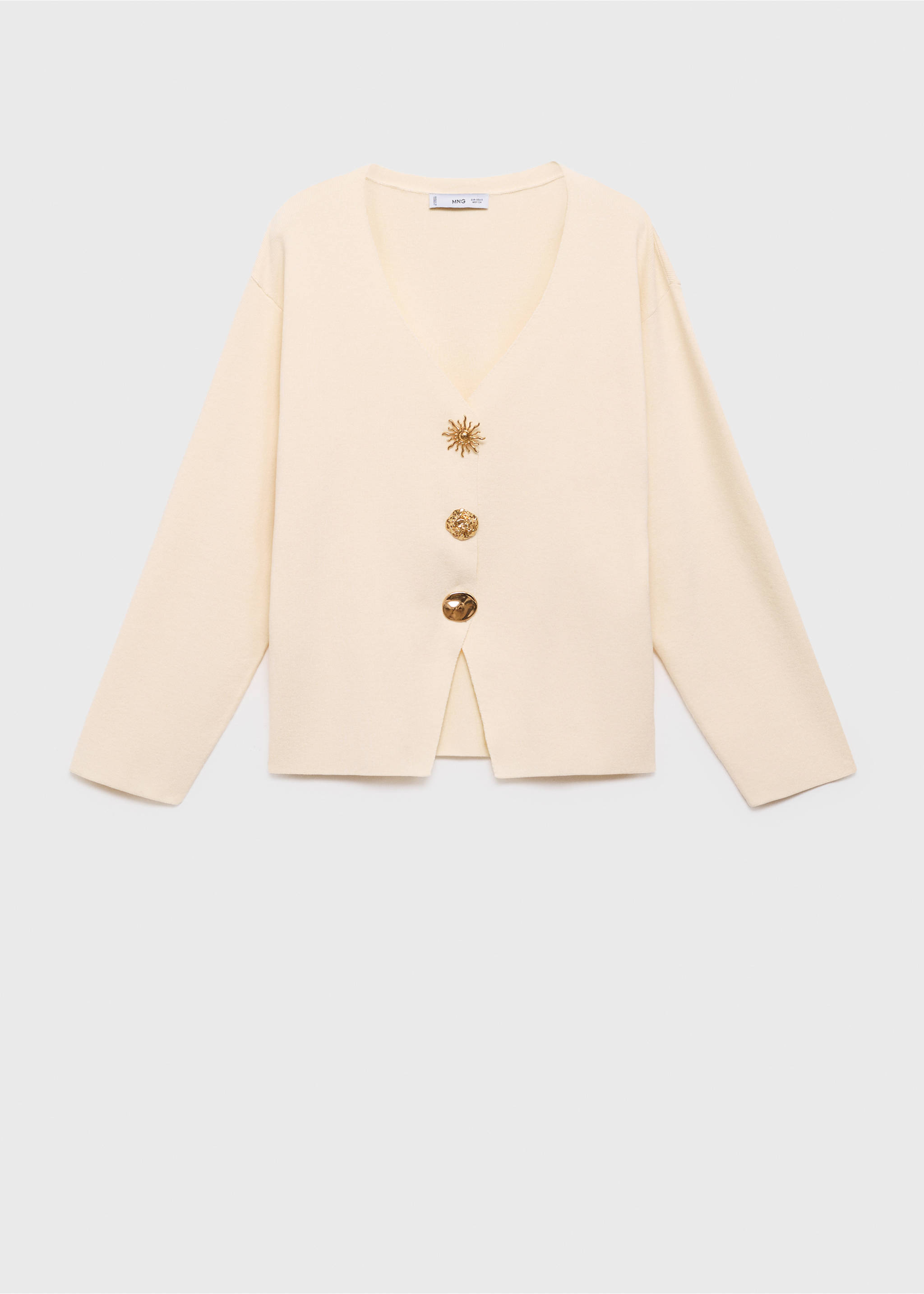 Knitted jacket with jewel buttons - Article without model, Ecru. Ref: 17054790-00.