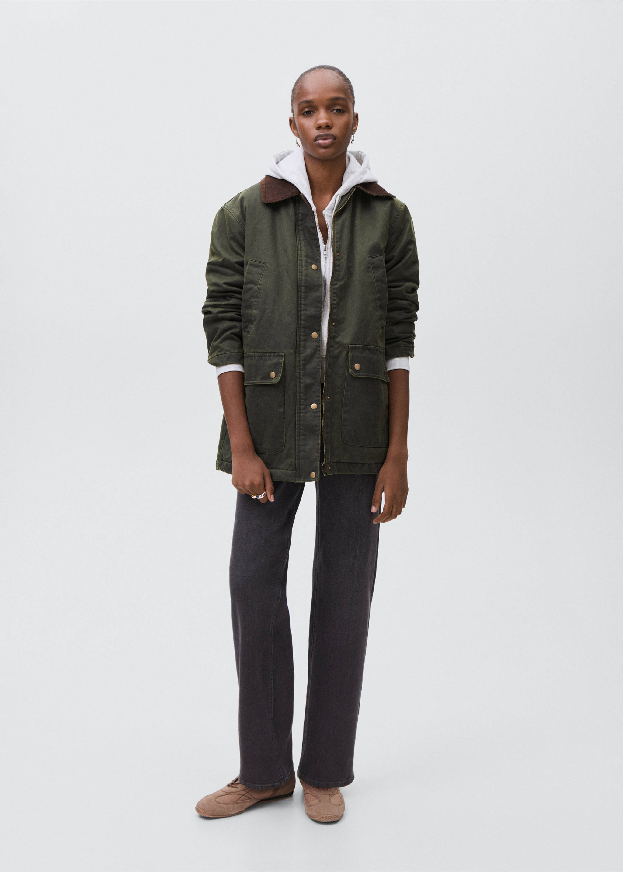 Waxed-effect parka - General plane, Green. Ref: 17055140-00.