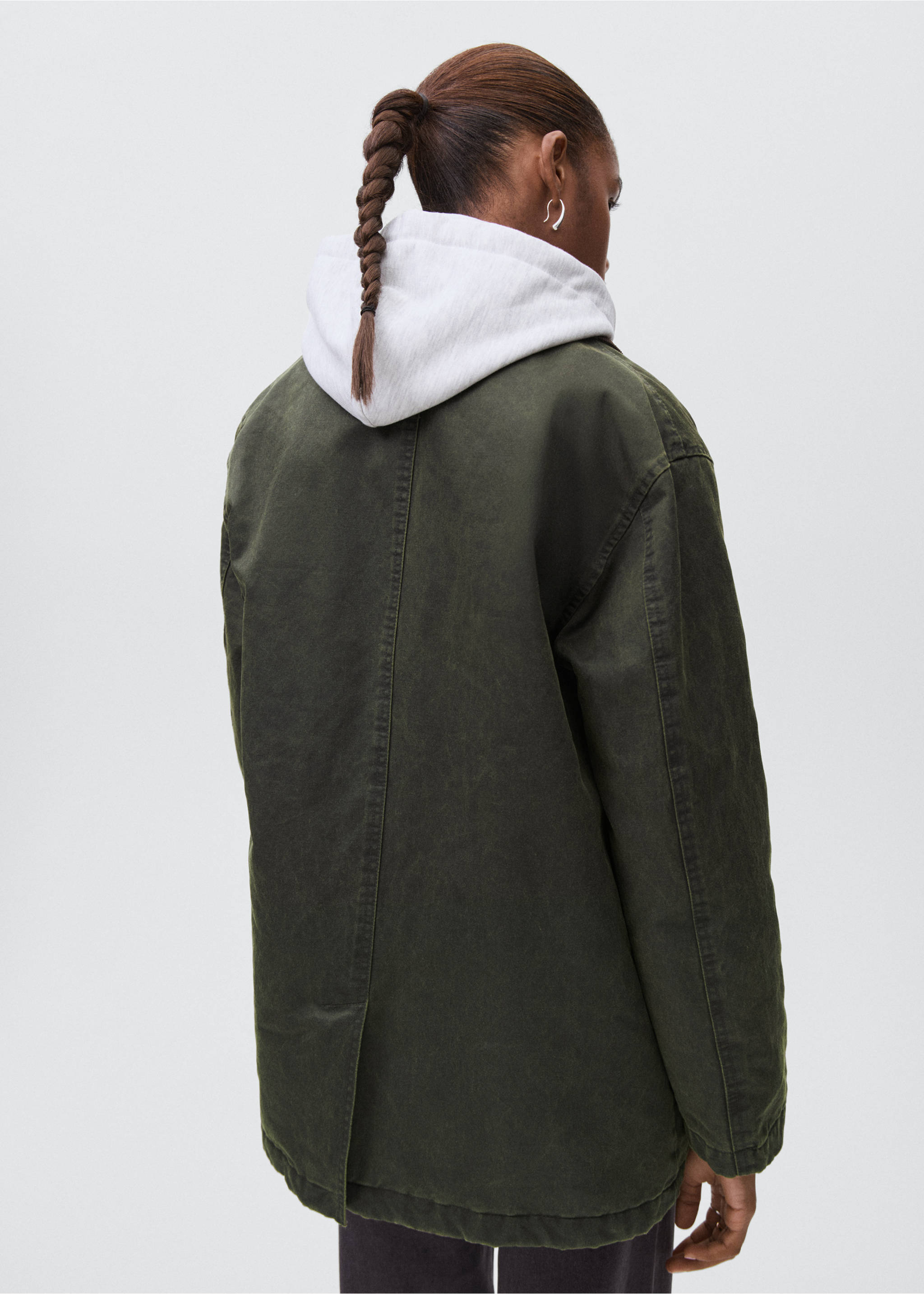 Waxed-effect parka - Reverse of the article, Green. Ref: 17055140-00.