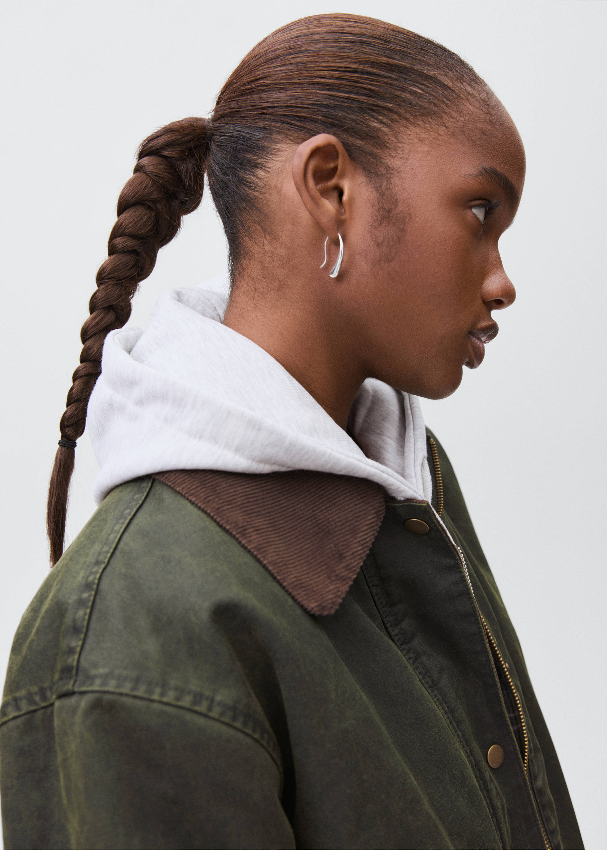 Waxed-effect parka - Details of the article 1, Green. Ref: 17055140-00.