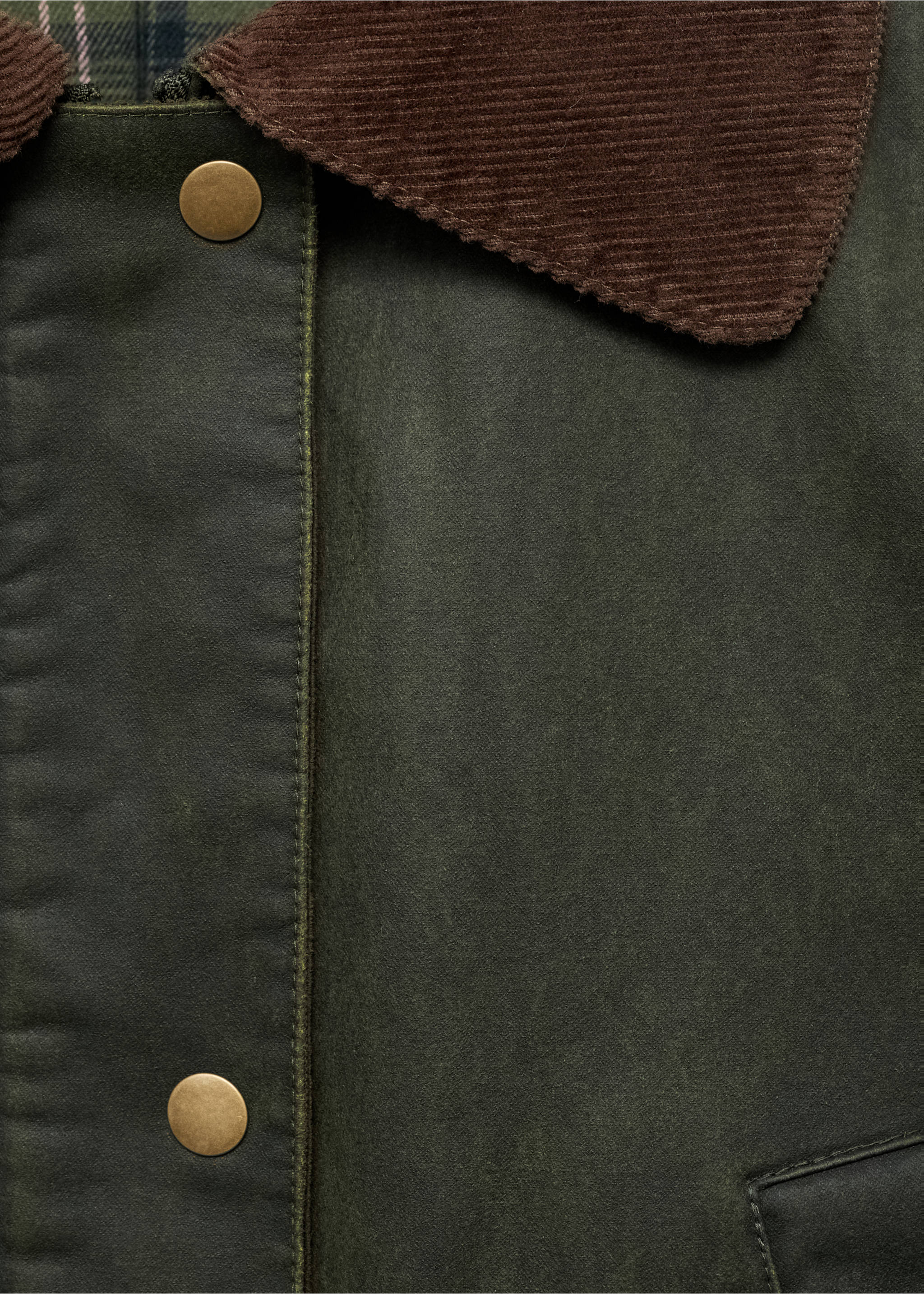 Waxed-effect parka - Details of the article 8, Green. Ref: 17055140-00.
