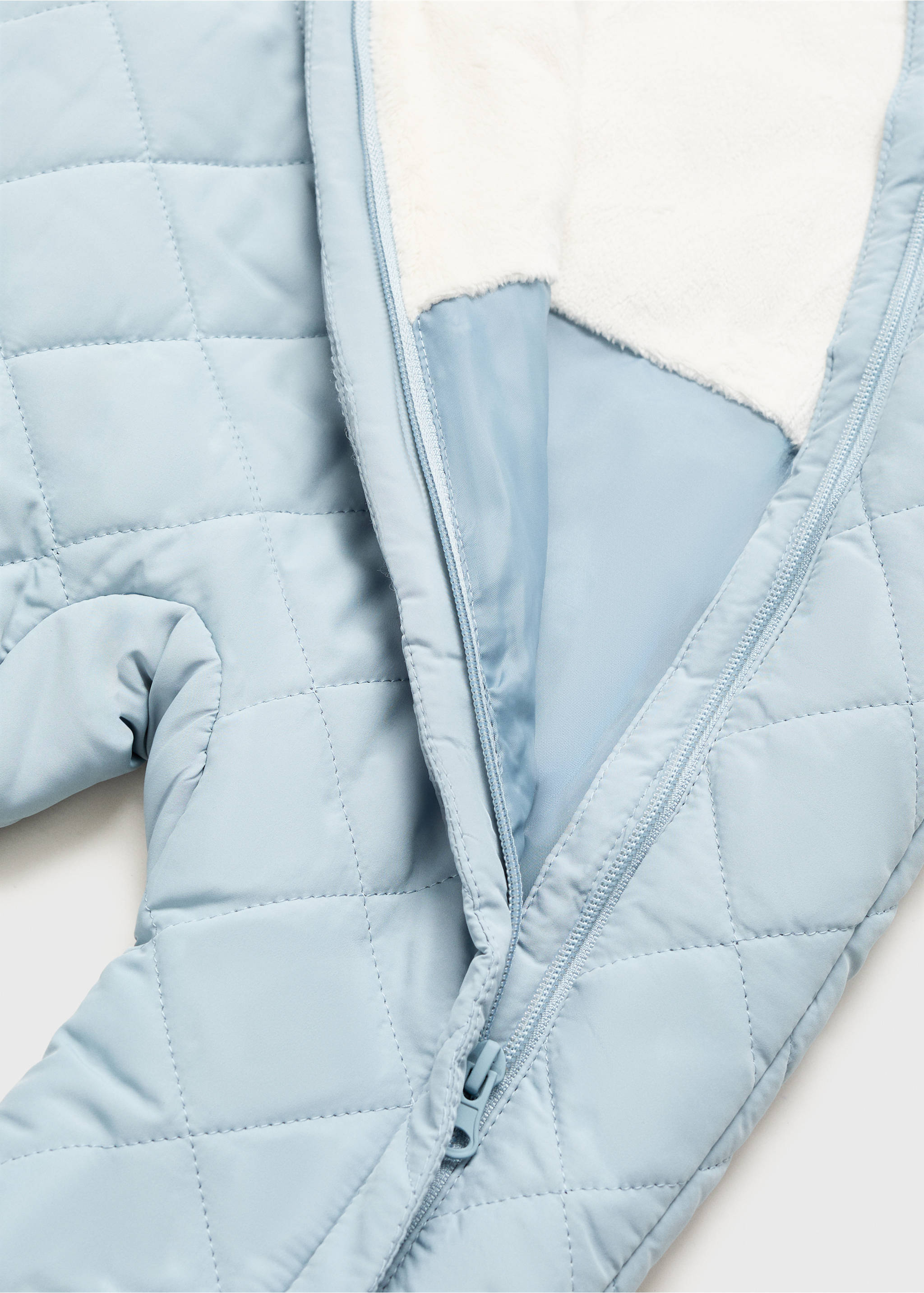 Quilted sweatshirt with shearling lining - Details of the article 8, Blue. Ref: 17055141-00.