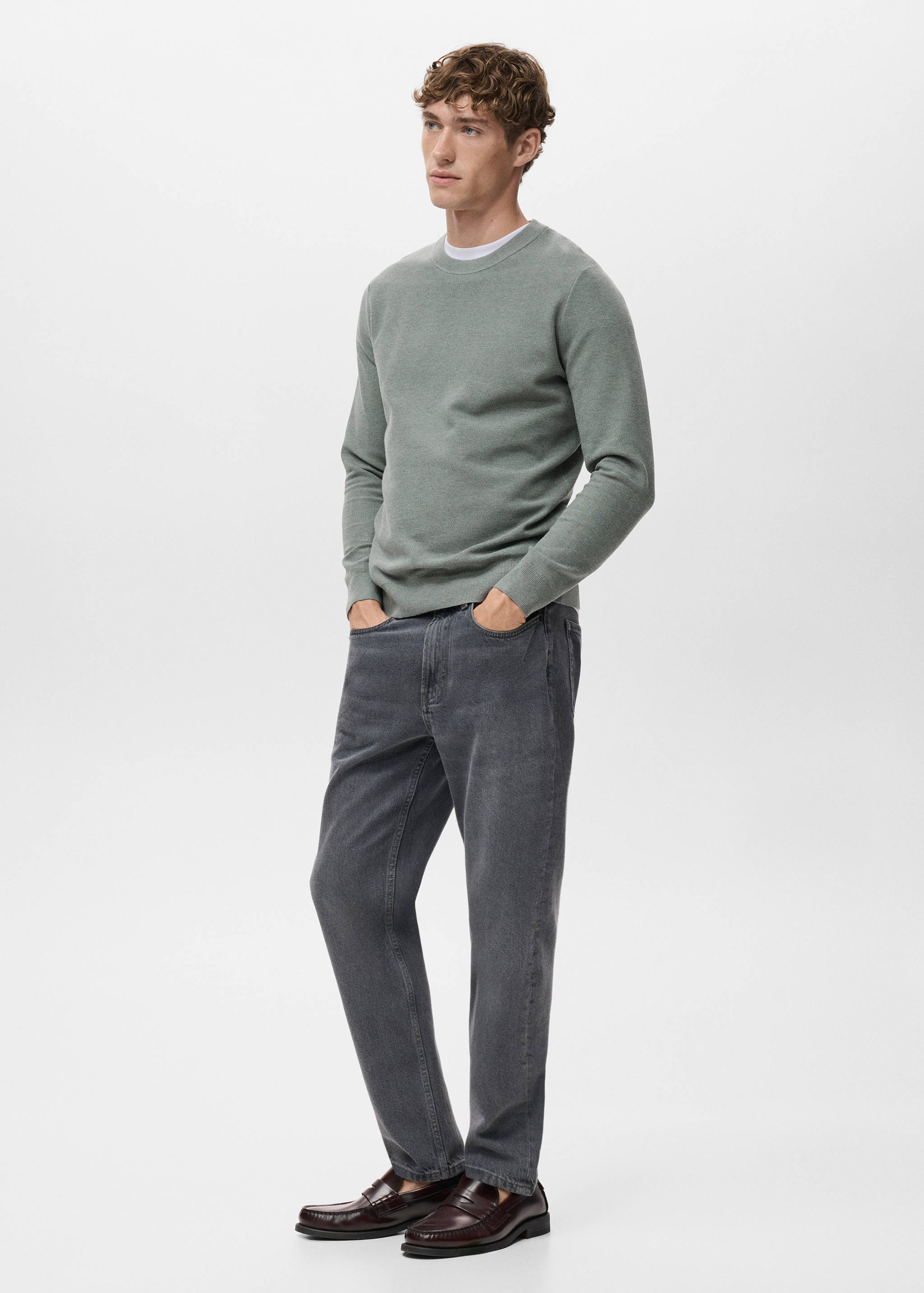 Microstructured cotton knitted sweater - Details of the article 2